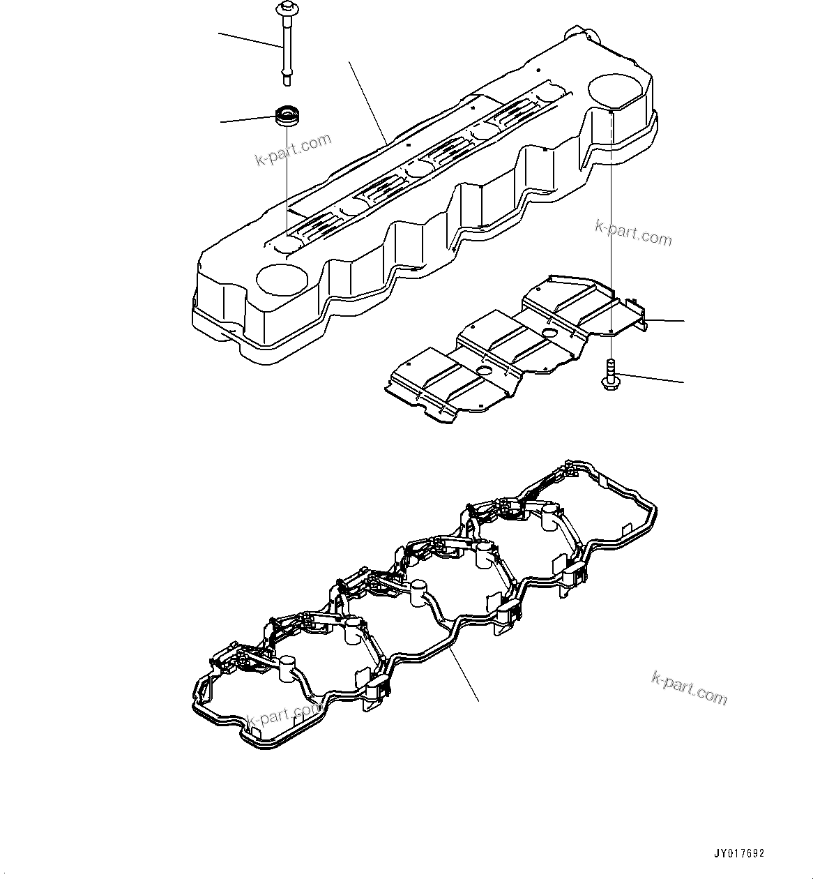 Komatsu parts book diagram for SAA6D107E-1L S/N 26580638-up: CYLINDER HEAD COVER