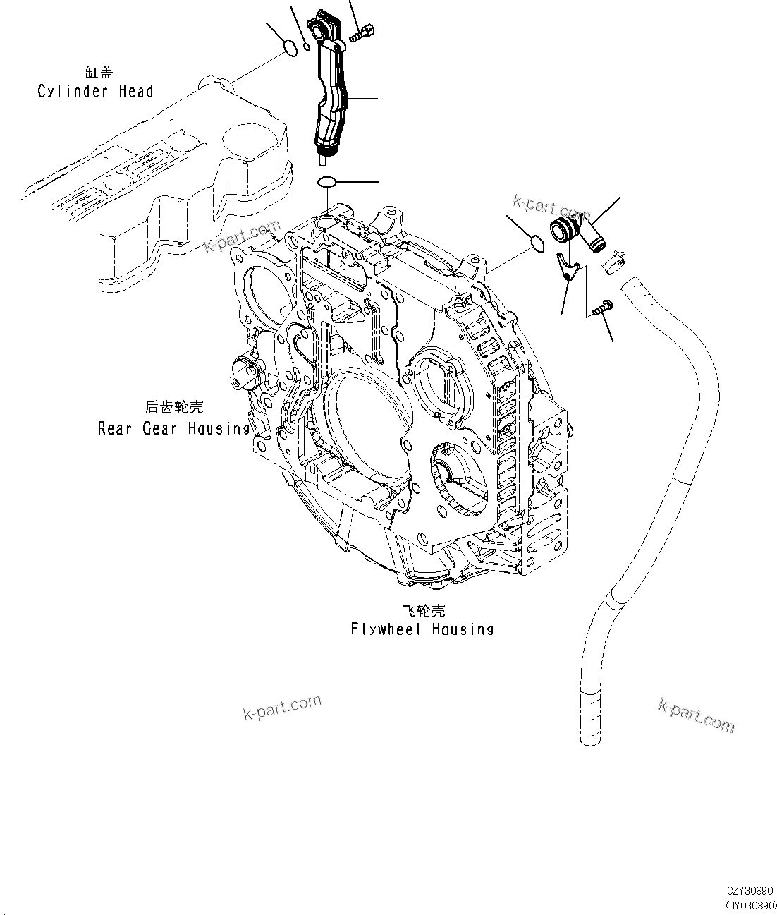 Komatsu parts book diagram for SAA6D107E-1L S/N 26580638-up: BREATHER