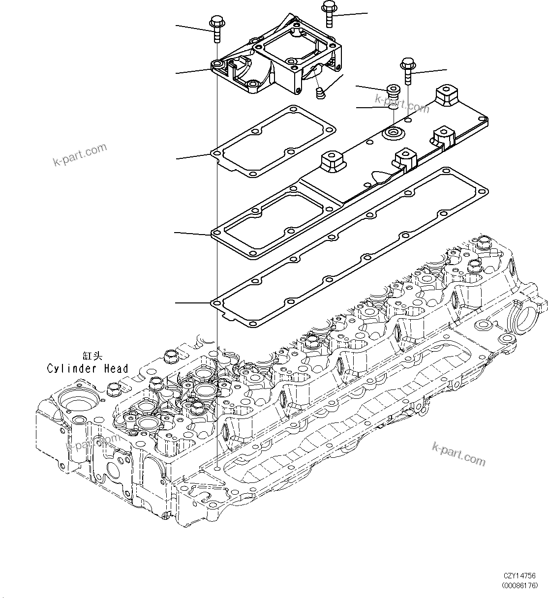Komatsu parts book diagram for SAA6D107E-1L S/N 26580638-up: AIR INTAKE PORT COVER