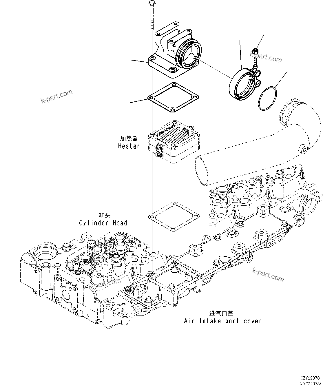 Komatsu parts book diagram for SAA6D107E-1L S/N 26580638-up: AIR INTAKE CONNECTOR