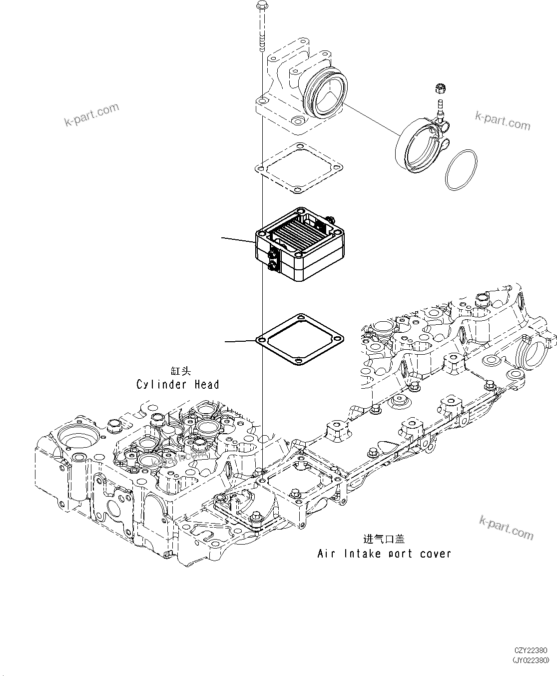 Komatsu parts book diagram for SAA6D107E-1L S/N 26580638-up: AIR INTAKE HEATER