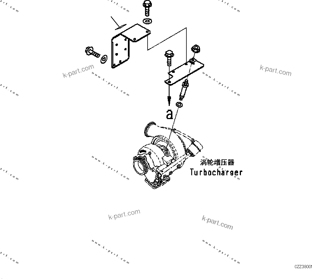 Komatsu parts book diagram for SAA6D107E-1L S/N 26580638-up: CHINESE WARNING LABEL OF TURBOCHARGER(ROAD)