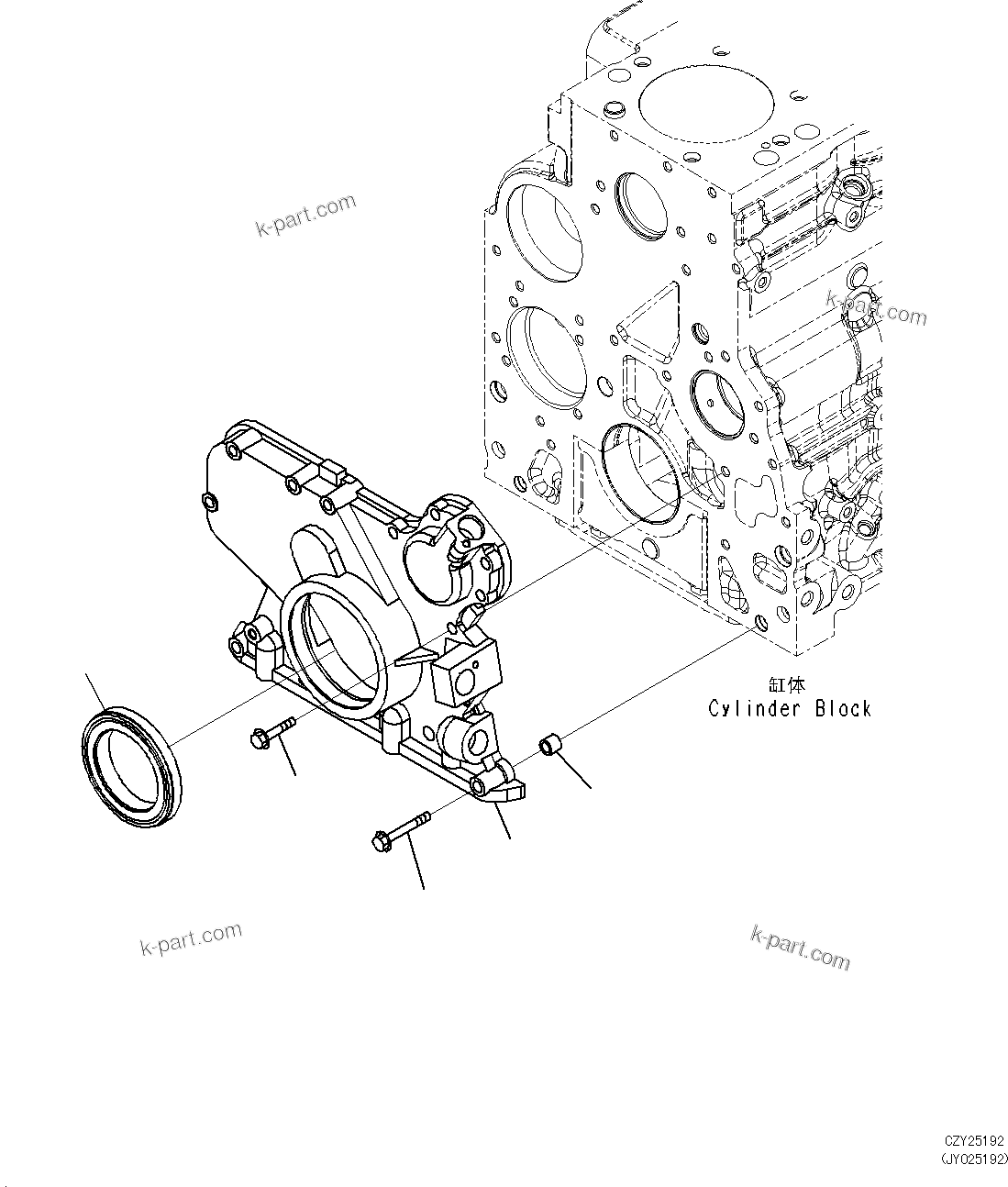 Komatsu parts book diagram for SAA6D107E-1L S/N 26580638-up: FRONT GEAR COVER