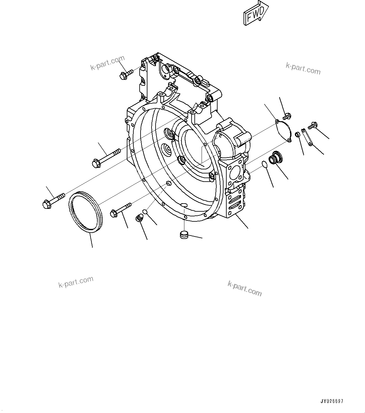 Komatsu parts book diagram for SAA6D107E-1L S/N 26580638-up: FLYWHEEL HOUSING