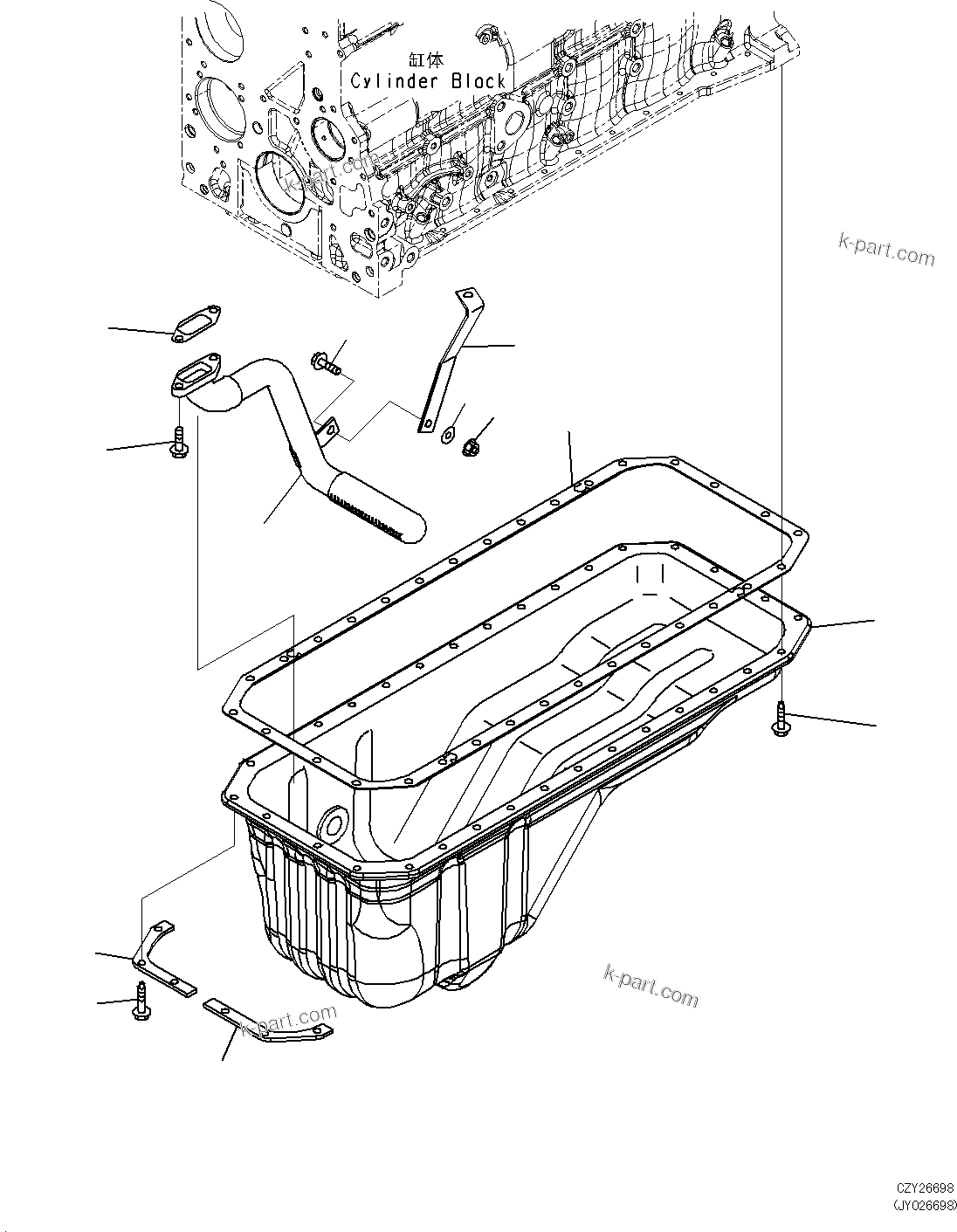 Komatsu parts book diagram for SAA6D107E-1L S/N 26580638-up: ENGINE OIL PAN