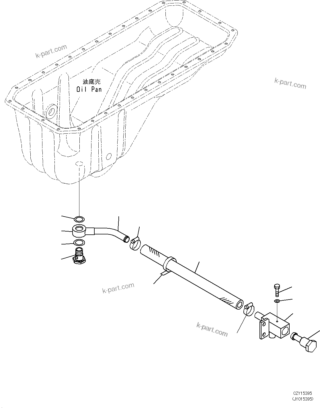 Komatsu parts book diagram for SAA6D107E-1L S/N 26580638-up: ENGINE OIL PAN DRAIN