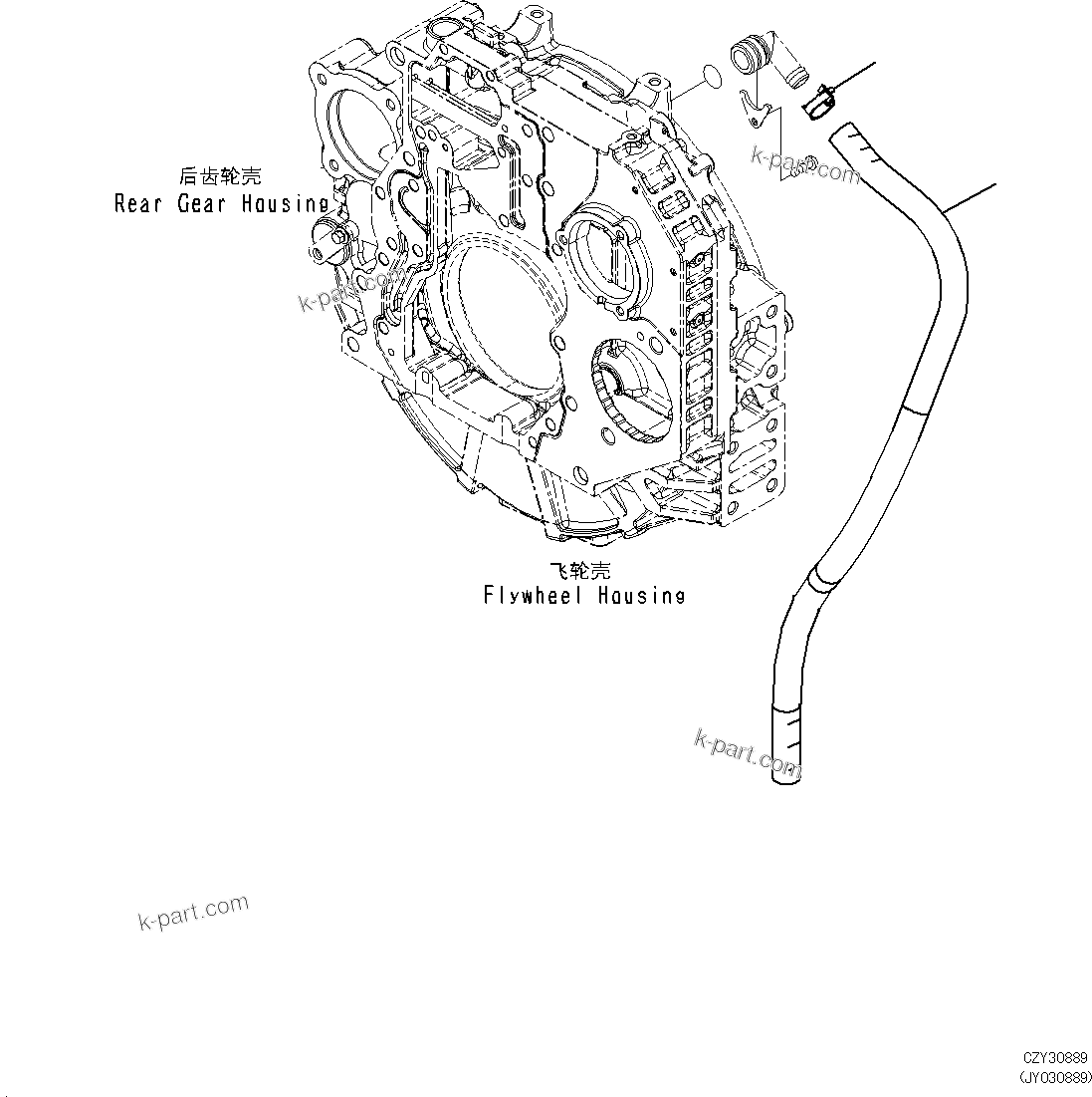 Komatsu parts book diagram for SAA6D107E-1L S/N 26580638-up: BREATHER HOSE