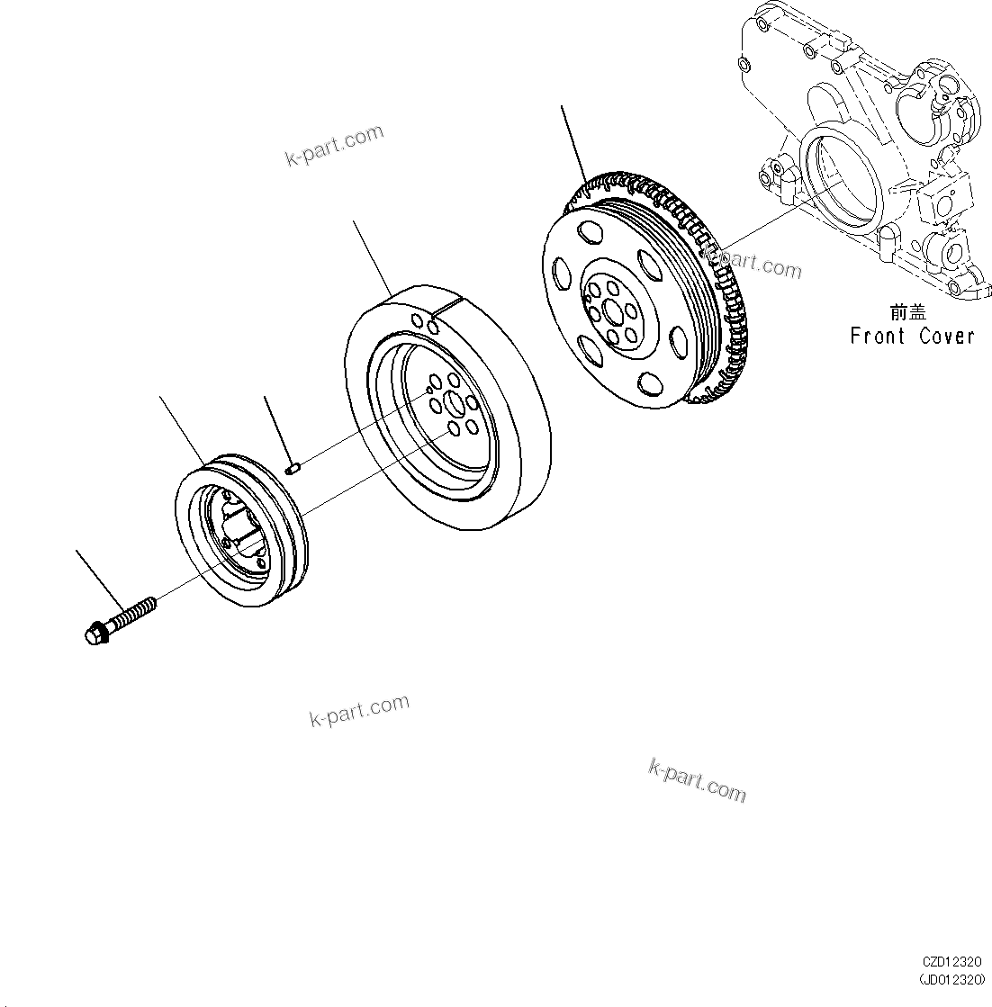 Komatsu parts book diagram for SAA6D107E-1L S/N 26580638-up: VIBRATION DAMPER