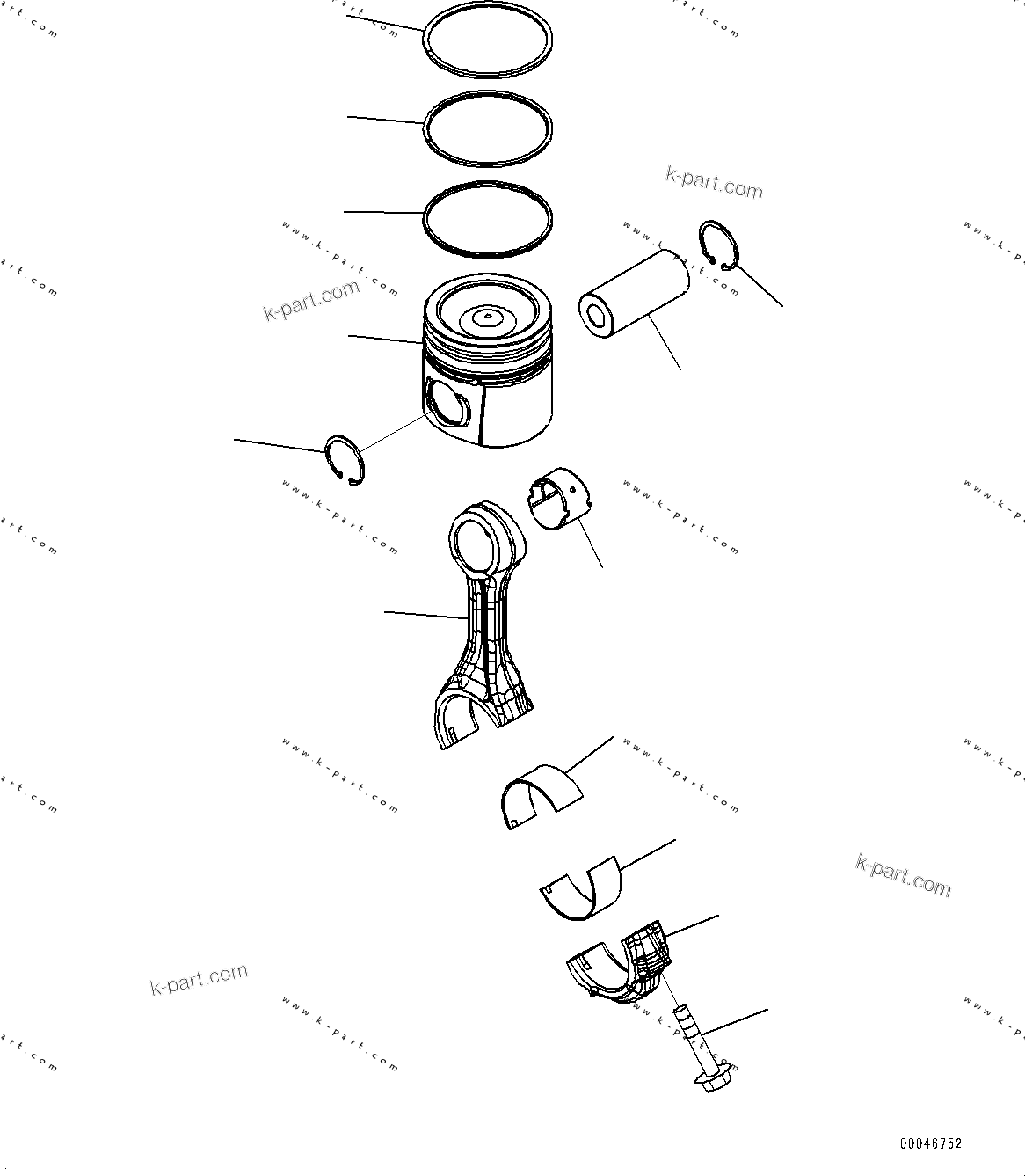 Komatsu parts book diagram for SAA6D107E-1L S/N 26580638-up: PISTON AND CONNECTING ROD