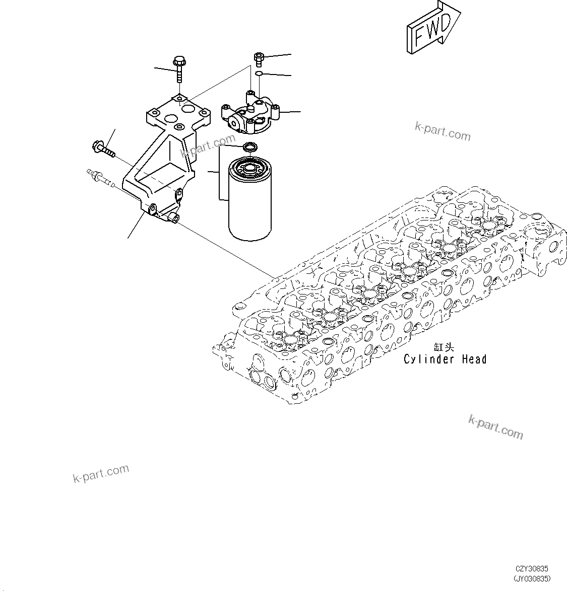 Komatsu parts book diagram for SAA6D107E-1L S/N 26580638-up: FUEL FILTER