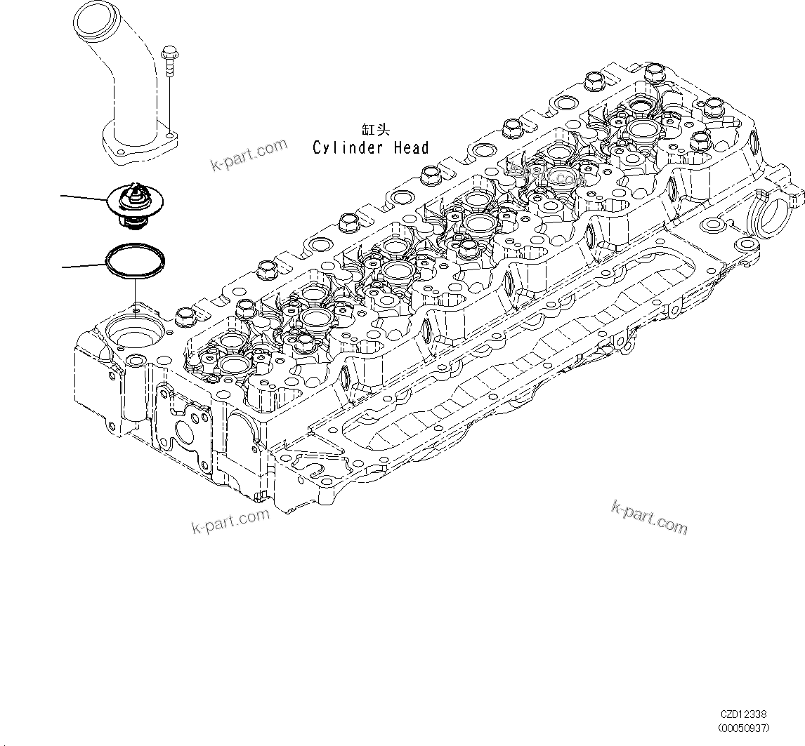 Komatsu parts book diagram for SAA6D107E-1L S/N 26580638-up: THERMOSTAT