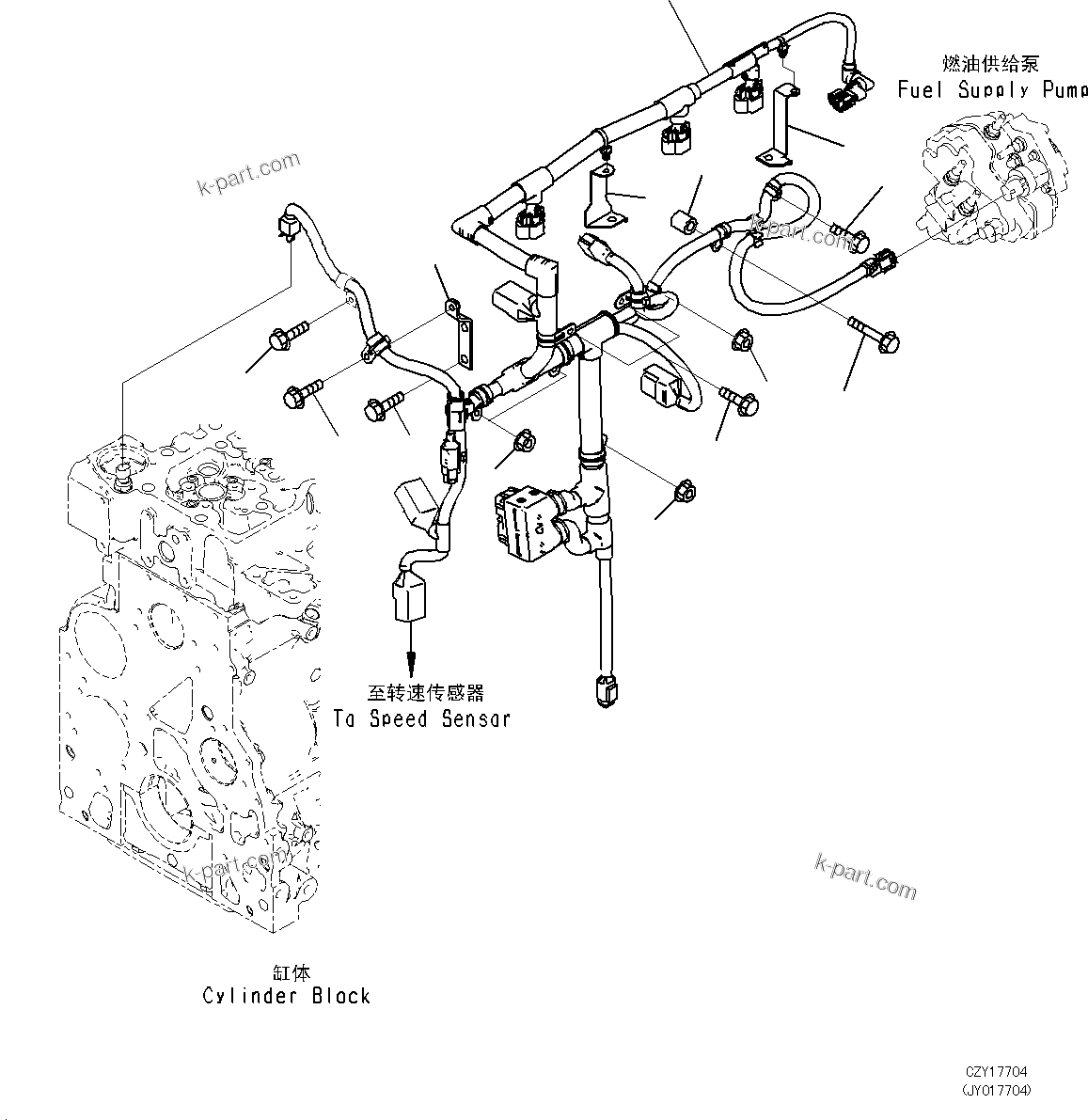 Komatsu parts book diagram for SAA6D107E-1L S/N 26580638-up: ENGINE WIRING HARNESS