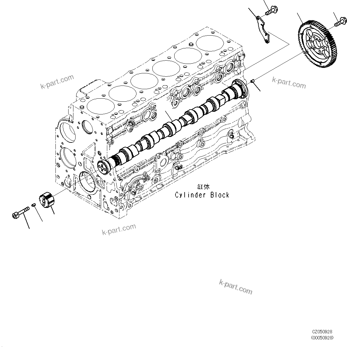 Komatsu parts book diagram for SAA6D107E-1L S/N 26580638-up: PARTS PERFORMANCE (CAMSHAFT)