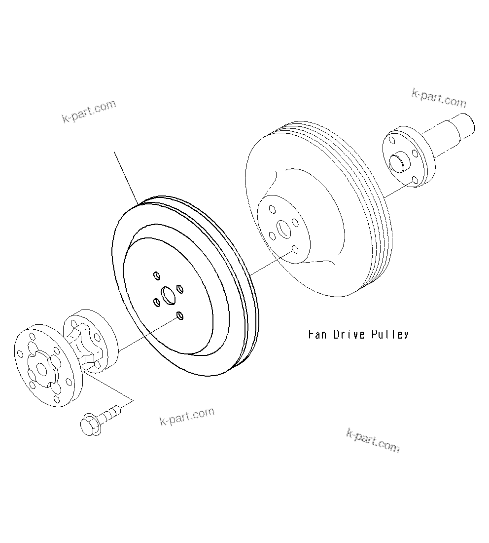 Komatsu parts book diagram for PC300-8M0 S/N J40001-UP: ACCESSORY DRIVE PULLEY (FOR SANDY AND DUSTY TERRAIN ARRANGEMENT)