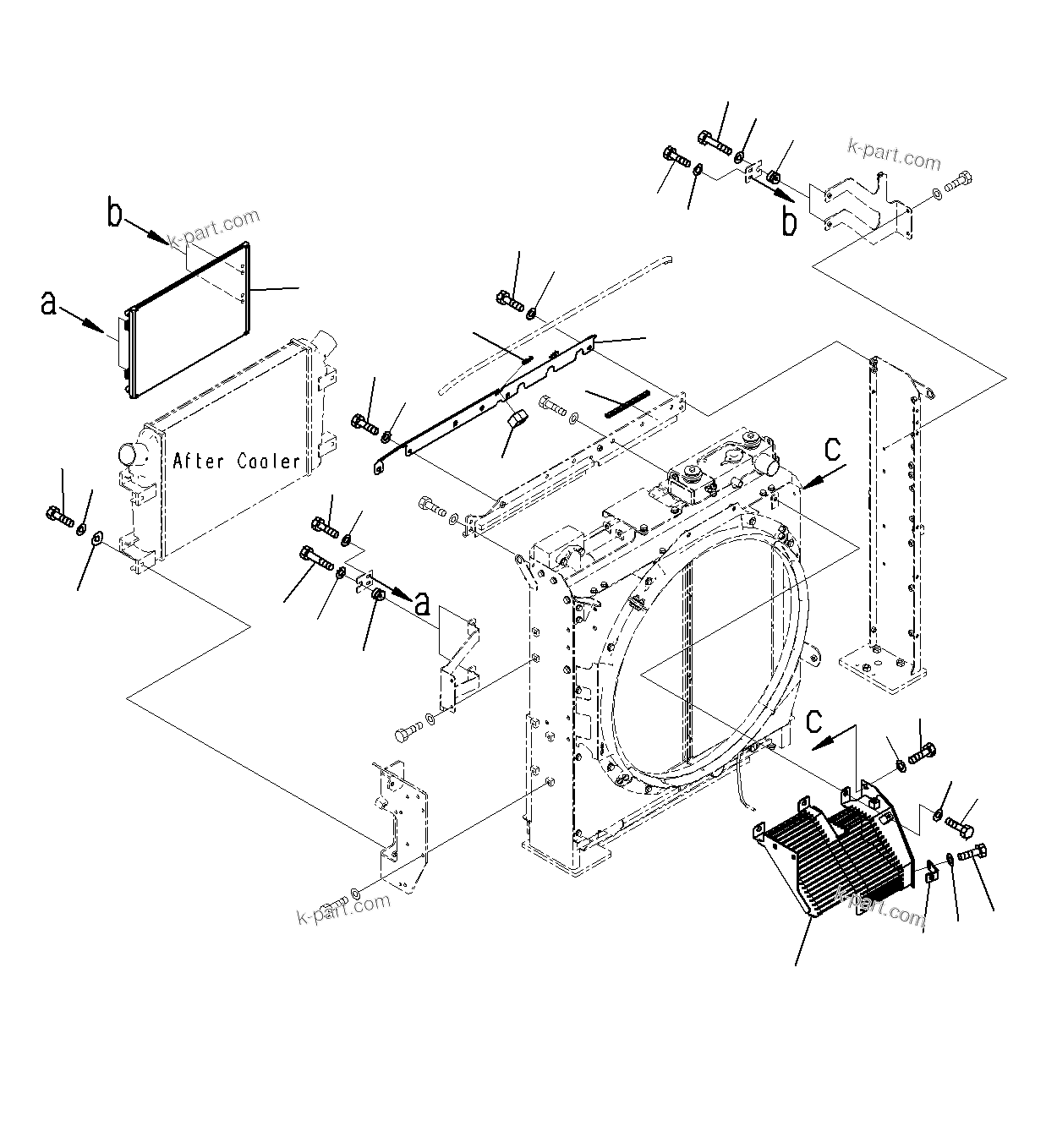 Komatsu parts book diagram for PC300-8M0 S/N J40001-UP: COOLING SYSTEM(WITH AUTO AIR CONDITIONER)(AFTERCOOLER AND CONDENSER)