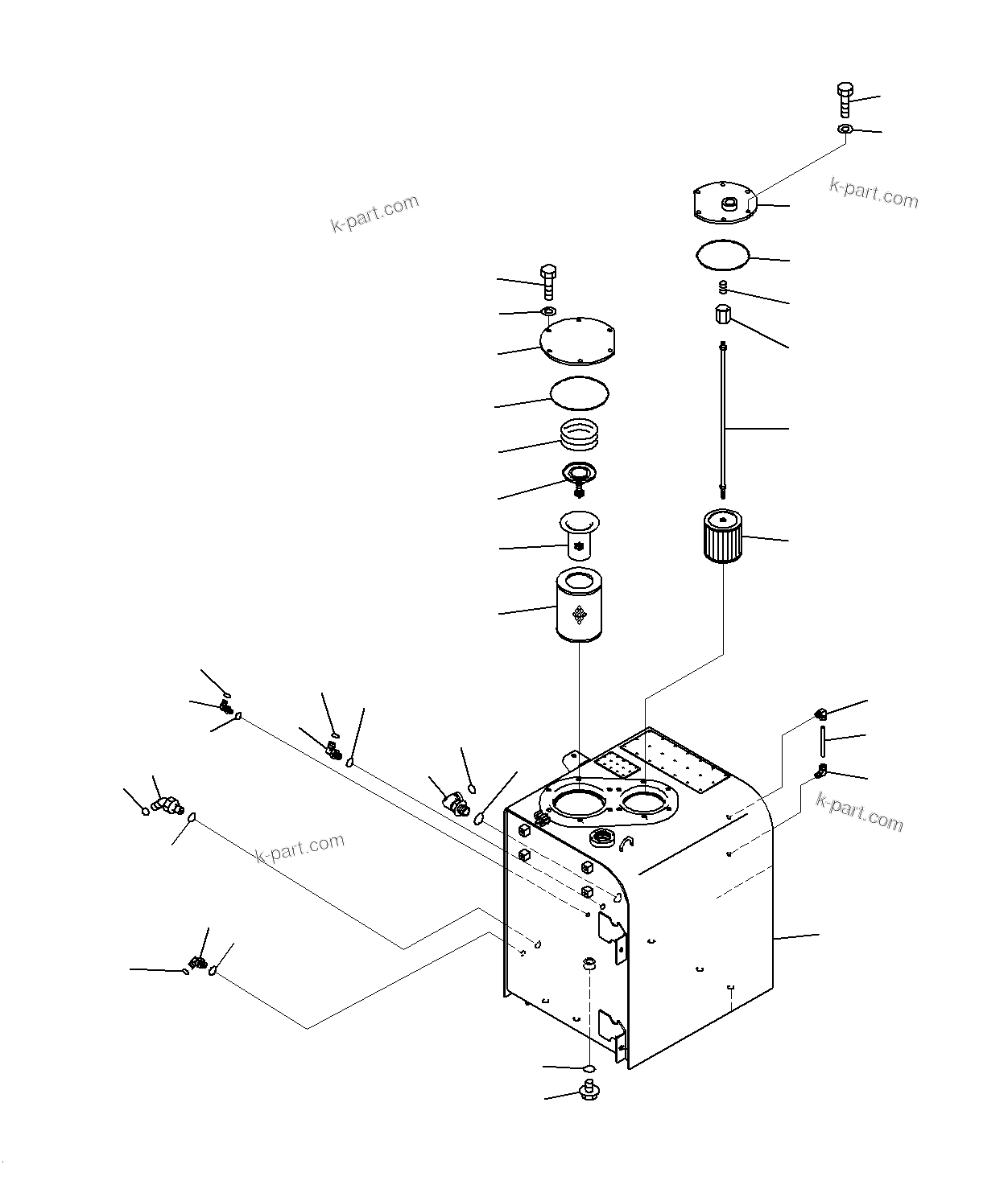 Komatsu parts book diagram for PC300-8M0 S/N J40001-UP: HYDRAULIC TANK (1/2)