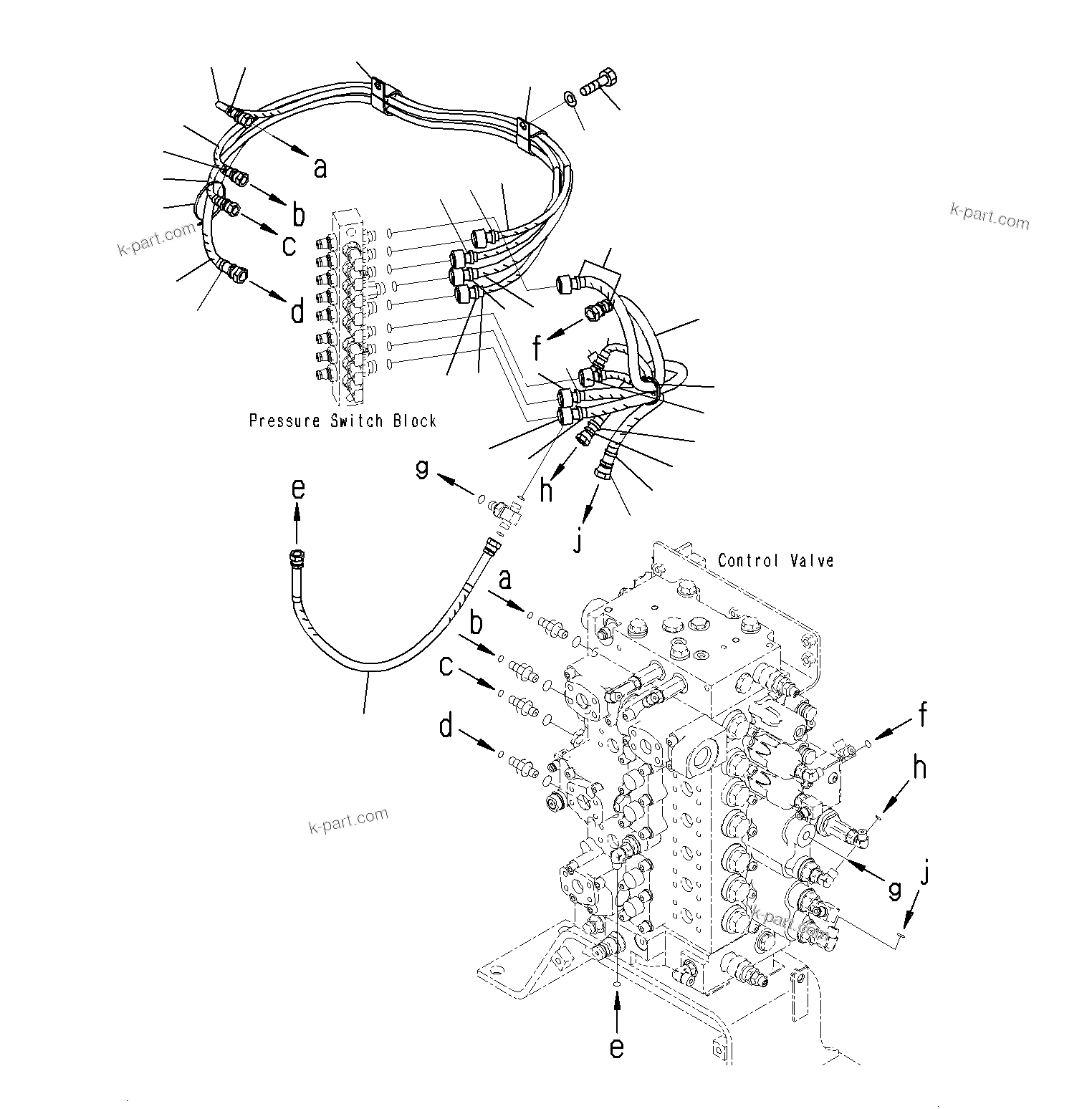 Komatsu parts book diagram for PC300-8M0 S/N J40001-UP: PPC (VALVE PIPING)