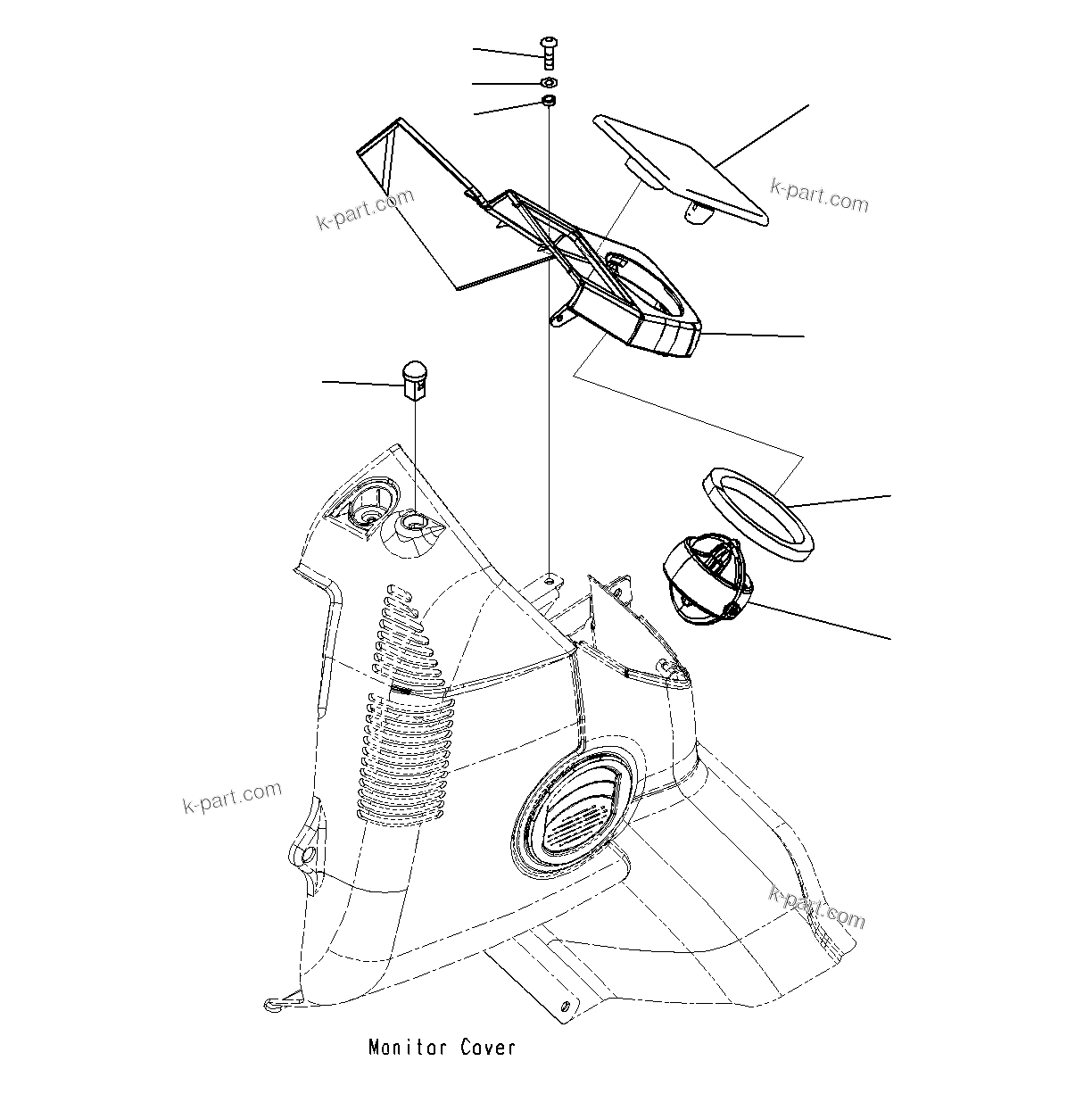 Komatsu parts book diagram for PC300-8M0 S/N J40001-UP: CAB (MONITOR COVER)