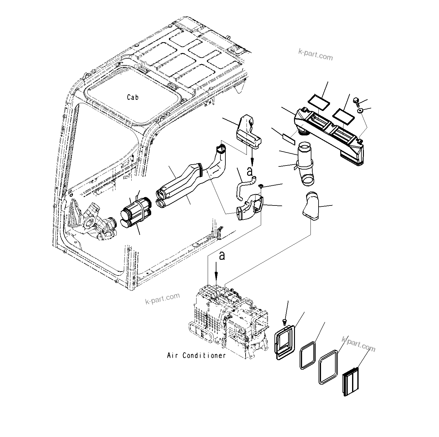 Komatsu parts book diagram for PC300-8M0 S/N J40001-UP: CAB (AIR DUCT AND FRESH AIR FILTER)