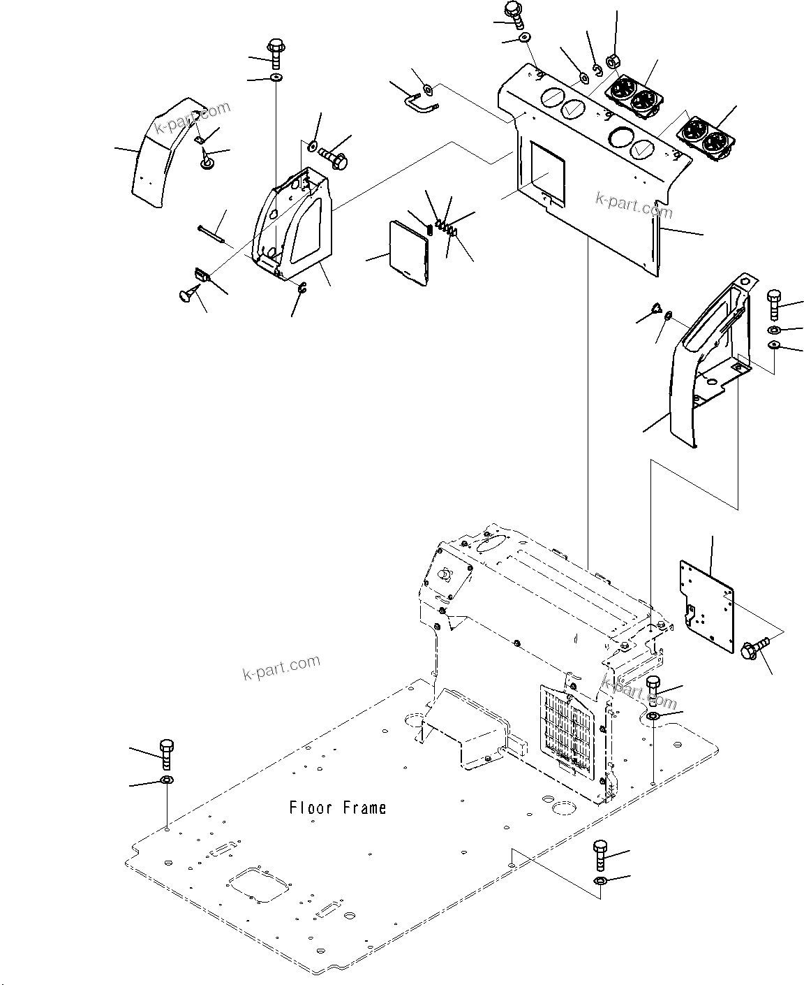 Komatsu parts book diagram for PC300-8M0 S/N J40001-UP: CAB (REAR COVER)