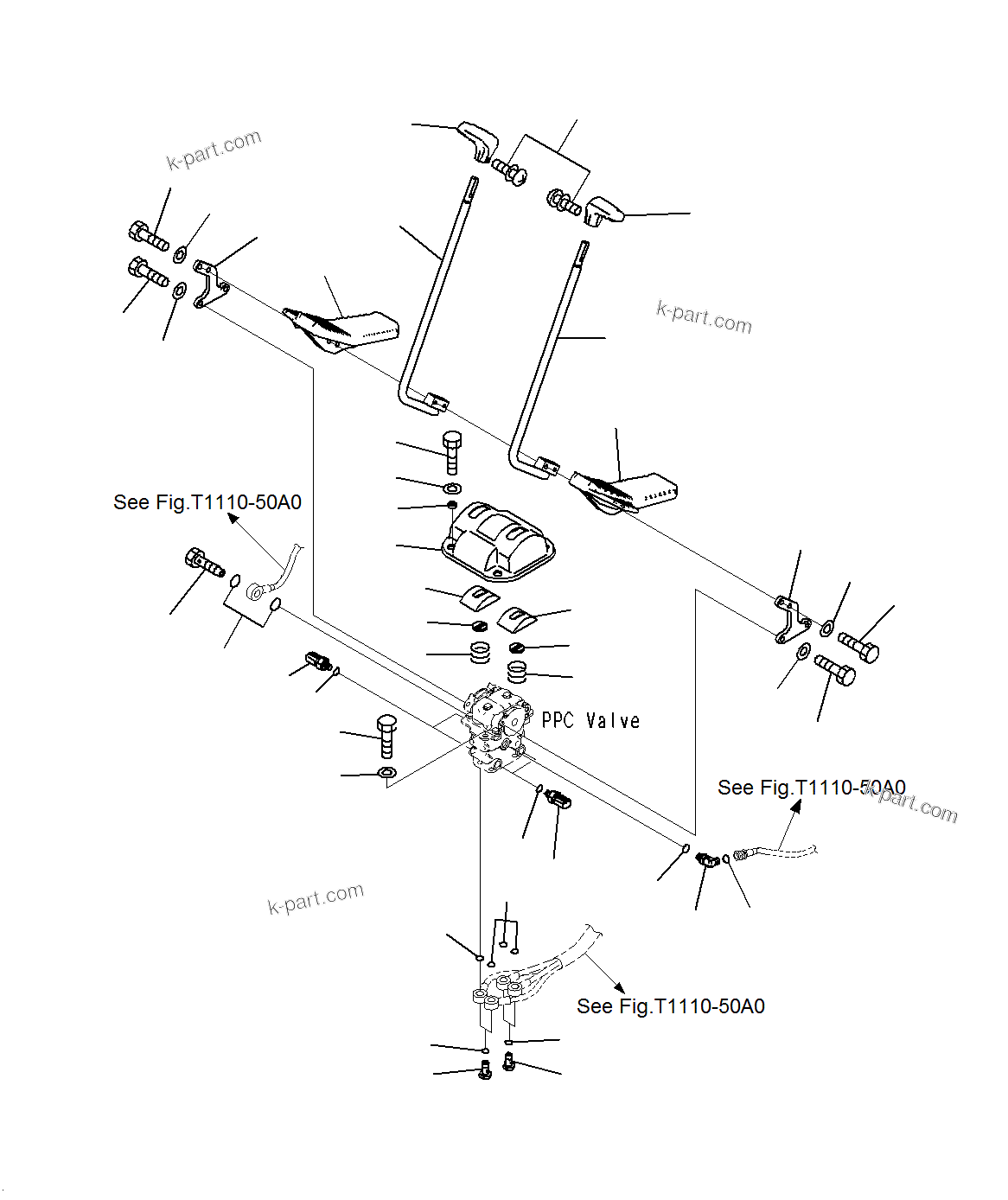 Komatsu parts book diagram for PC300-8M0 S/N J40001-UP: CAB (FLOOR, TRAVEL CONTROL LEVER)(J40039-UP)