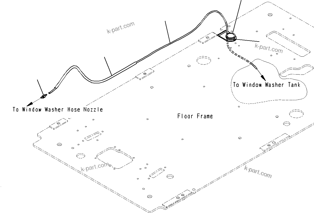 Komatsu parts book diagram for PC300-8M0 S/N J40001-UP: CAB (FLOOR, WINDOW WASHER HOSE)