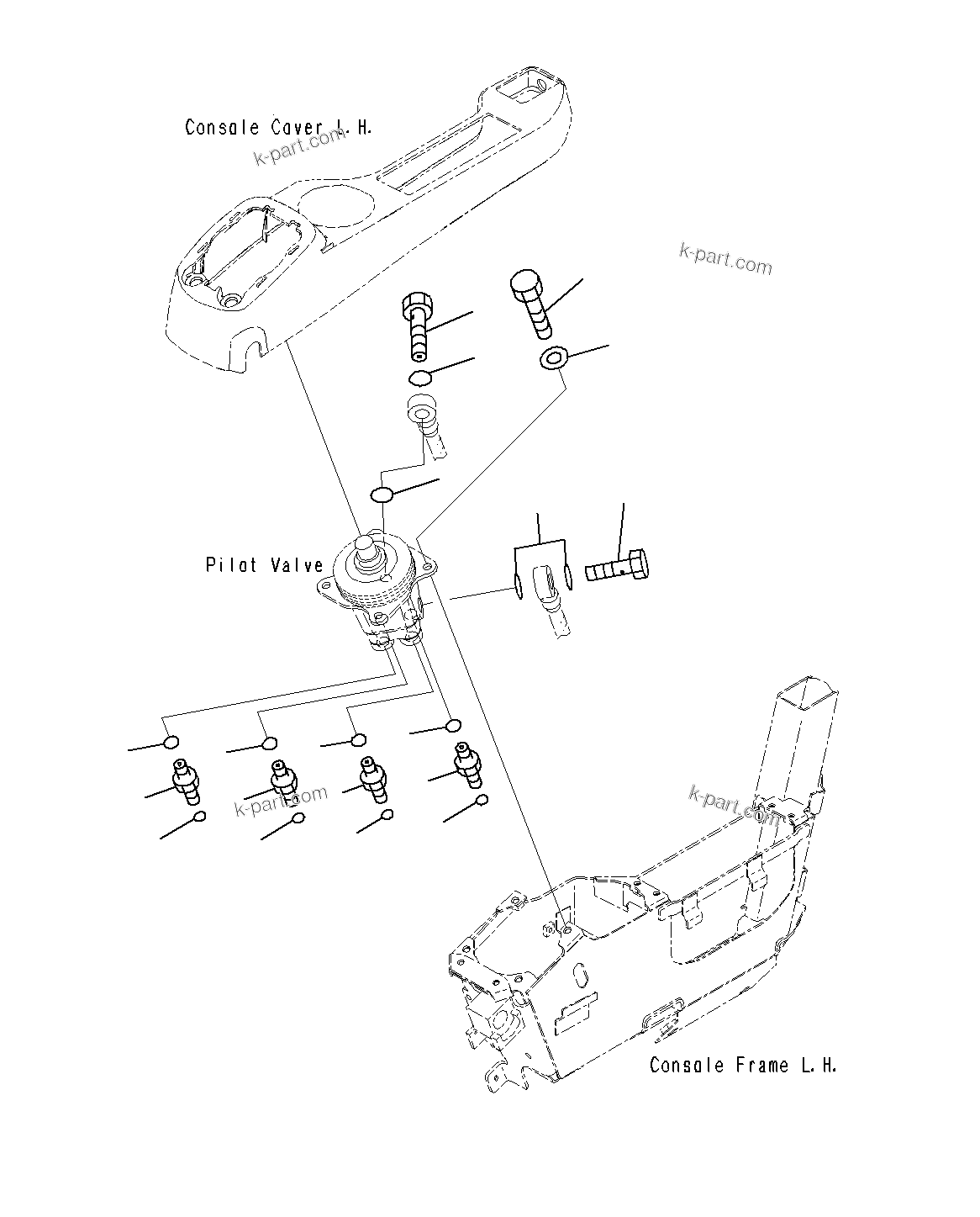 Komatsu parts book diagram for PC300-8M0 S/N J40001-UP: CAB (PPC VALVE MOUNTING FOR WORK AQUIPMENT)