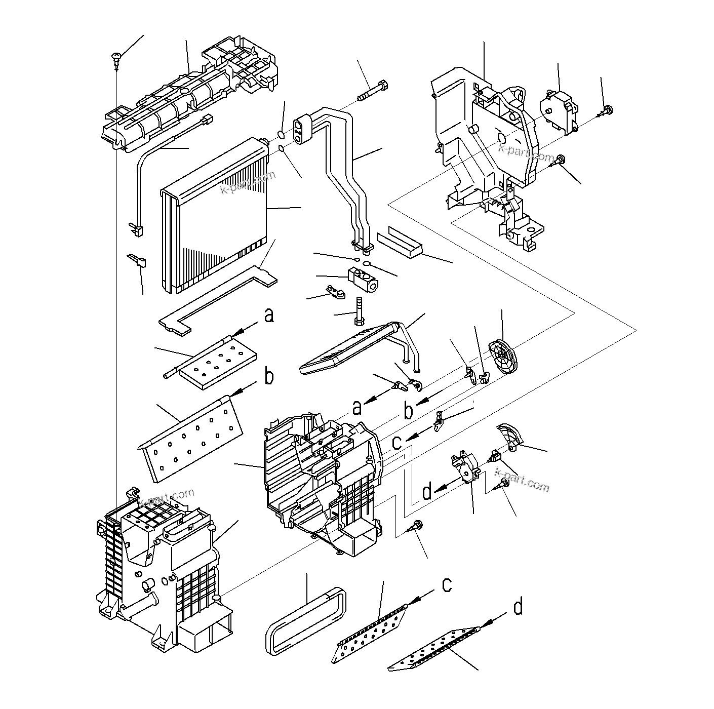 Komatsu parts book diagram for PC300-8M0 S/N J40001-UP: CAB (INNER PARTS, AC UNIT)(1/2)