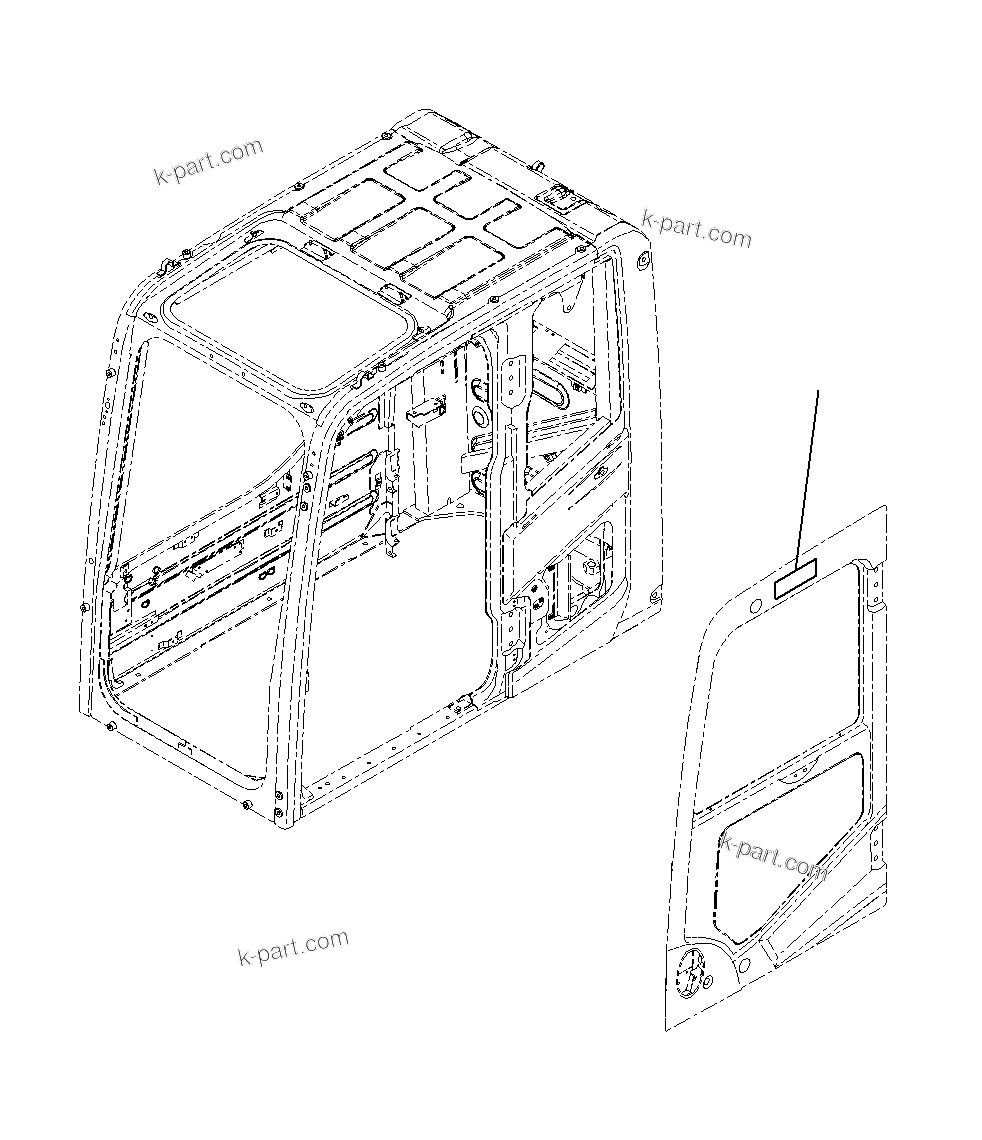 Komatsu parts book diagram for PC300-8M0 S/N J40001-UP: CAB (KOMATSU MARK)(J40001-J40034)