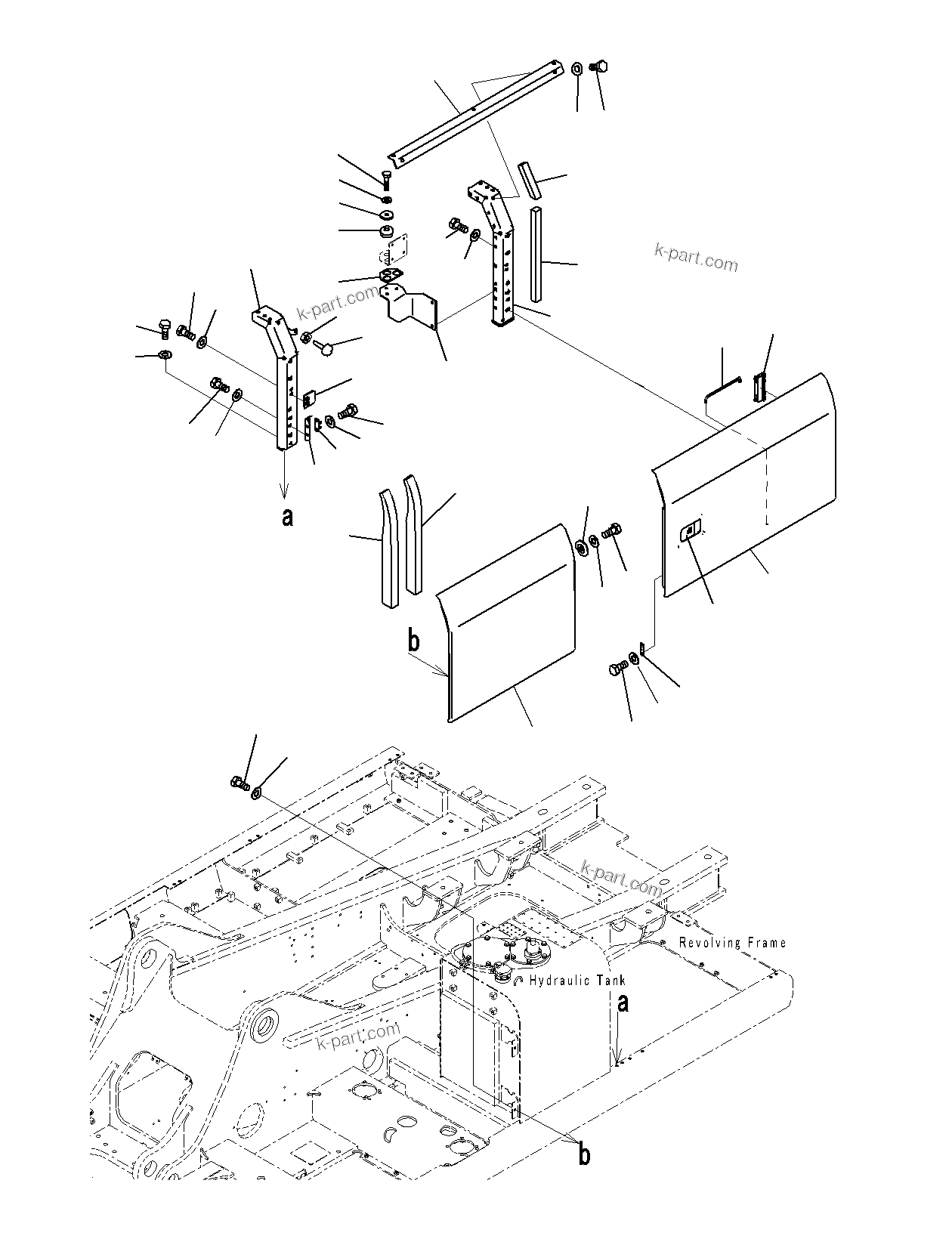 Komatsu parts book diagram for PC300-8M0 S/N J40001-UP: SIDE COVER, L.H