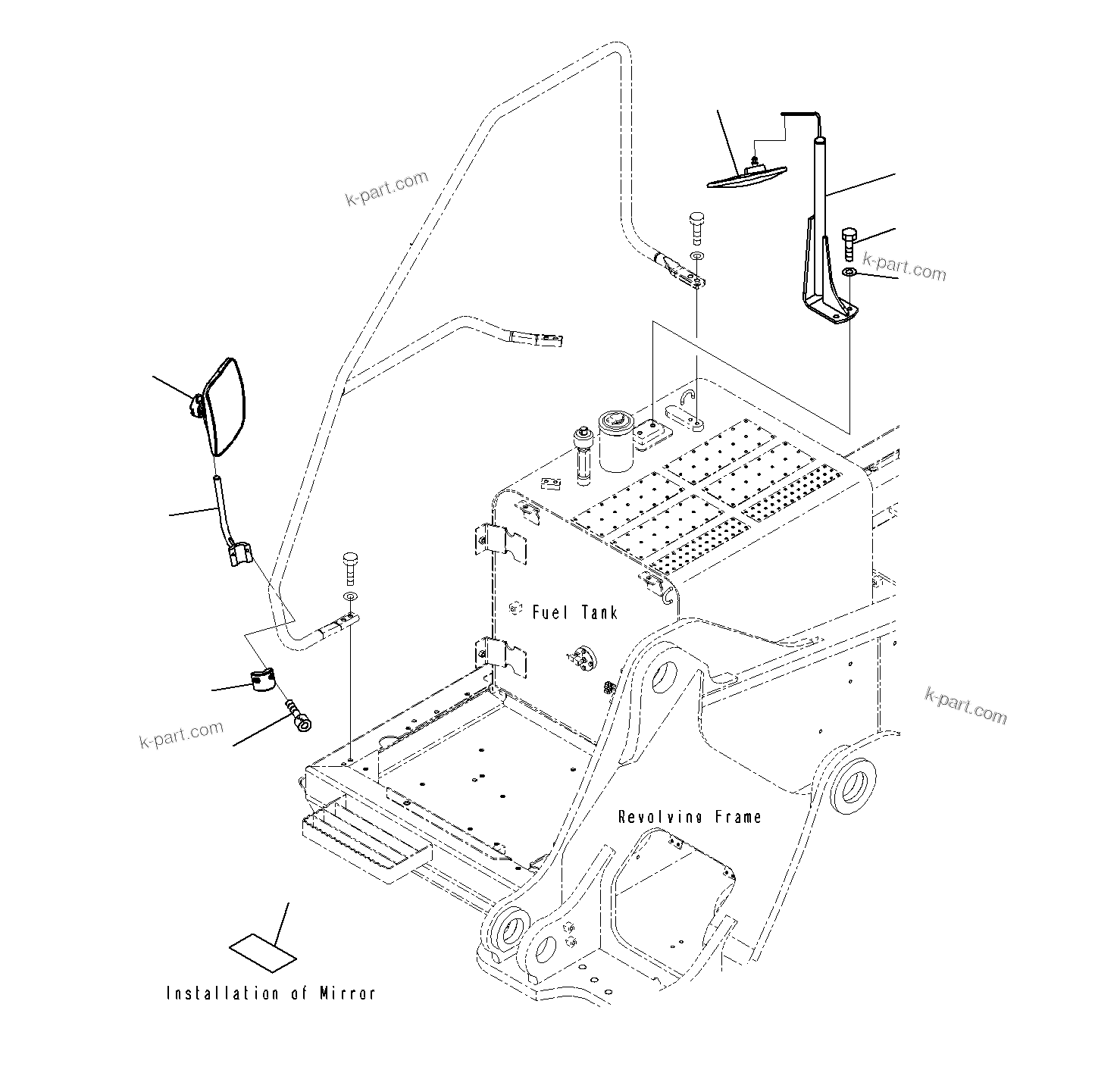 Komatsu parts book diagram for PC300-8M0 S/N J40001-UP: REARVIEW MIROR R.H