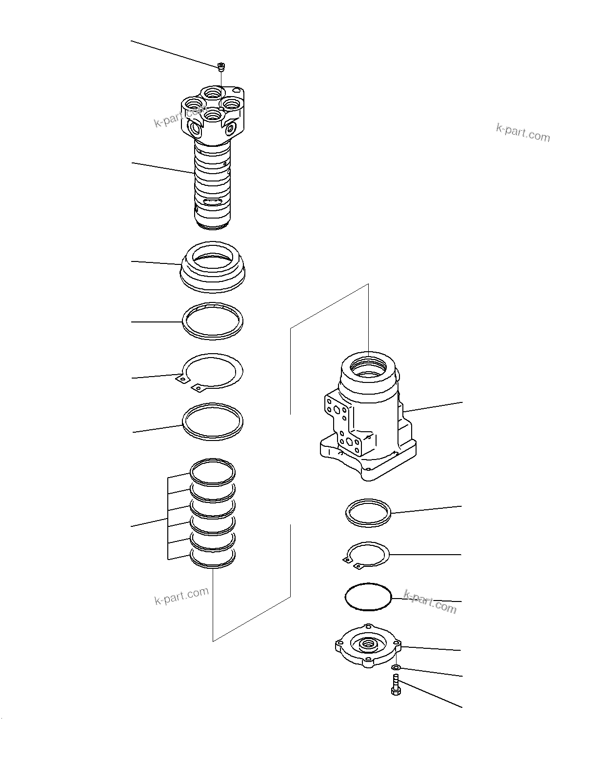 Komatsu parts book diagram for PC300-8M0 S/N J40001-UP: SWIVEL JOINT (INNER PARTS)(1/2)(J40018-UP)