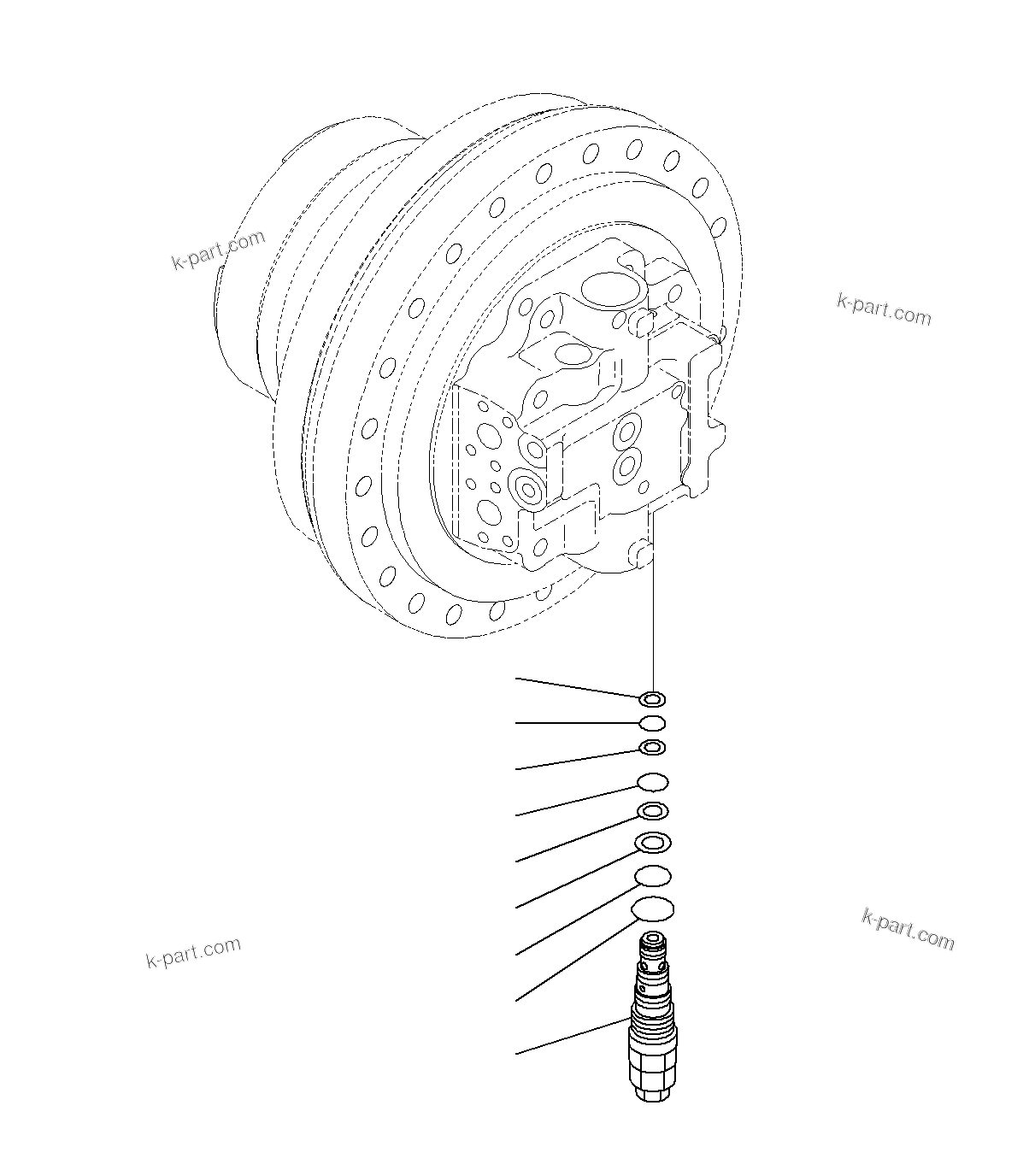 Komatsu parts book diagram for PC300-8M0 S/N J40001-UP: TRAVEL MOTOR, R.H (3/3)