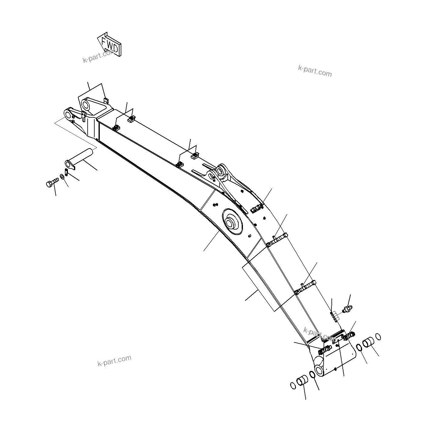 Komatsu parts book diagram for PC300-8M0 S/N J40001-UP: BOOM (BOOM AND TOP PIN)(100H)(6500MM)(OPTION)