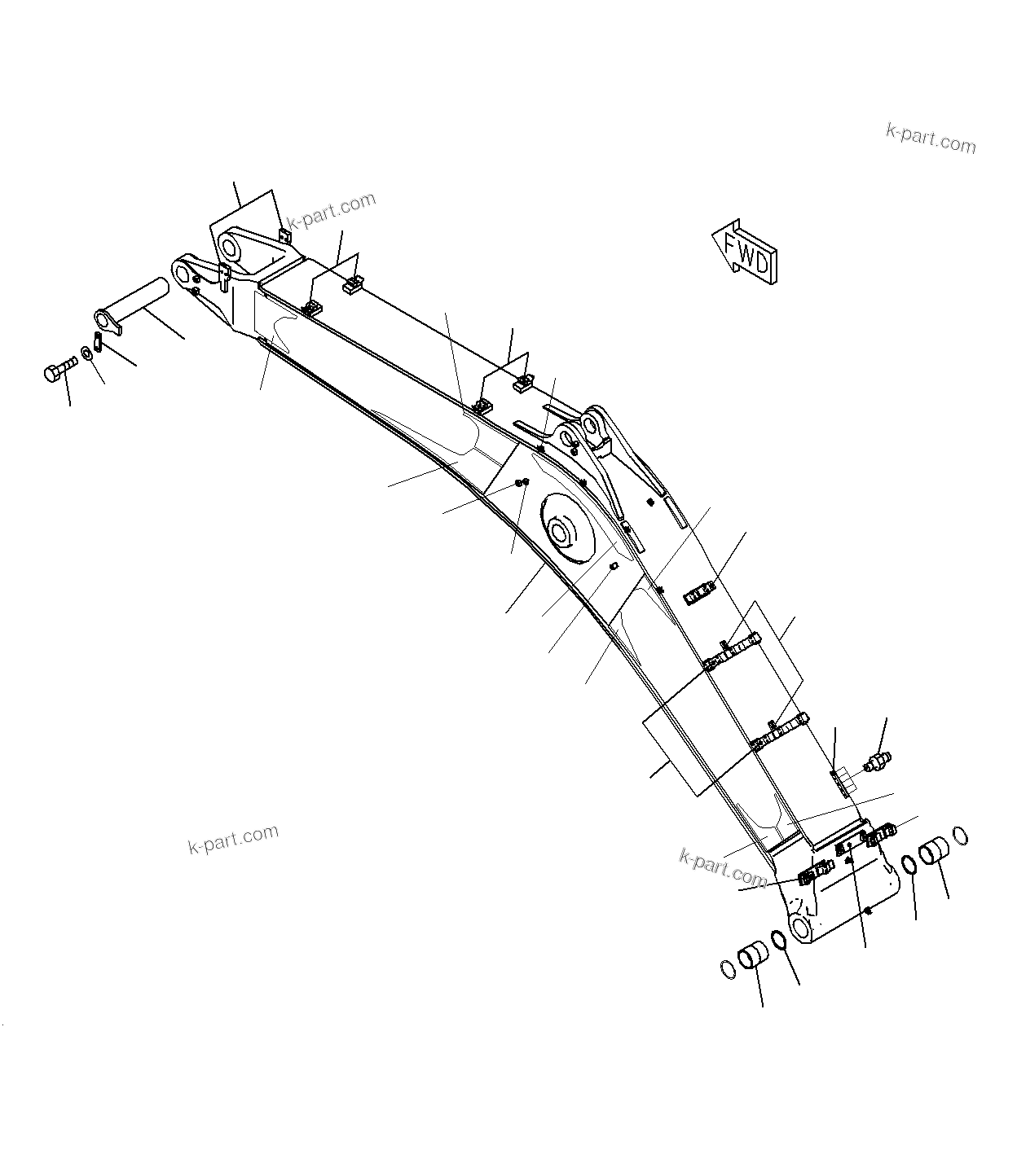 Komatsu parts book diagram for PC300-8M0 S/N J40001-UP: BOOM (BOOM AND TOP PIN)(100H)(6000MM)(STD)