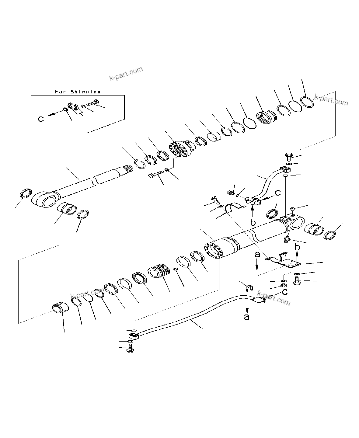 Komatsu parts book diagram for PC300-8M0 S/N J40001-UP: BOOM CYLINDER, R.H