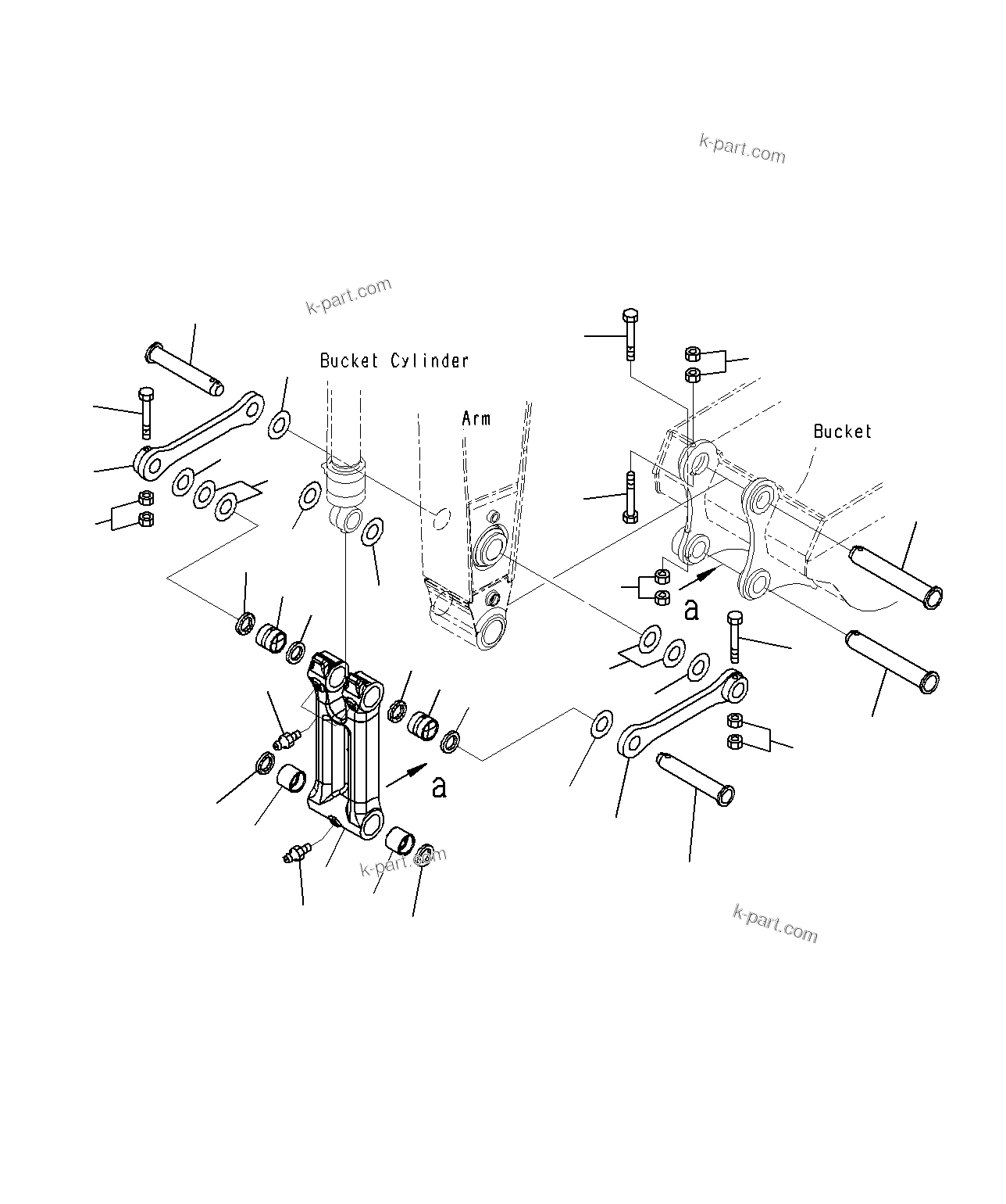 Komatsu parts book diagram for PC300-8M0 S/N J40001-UP: ARM (BUCKET LINK)(2.6M)(100H)(STD)