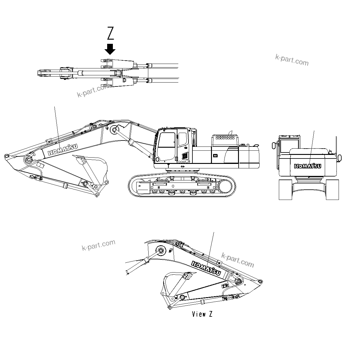 Komatsu parts book diagram for PC300-8M0 S/N J40001-UP: KOMATSU LOGO (STD)