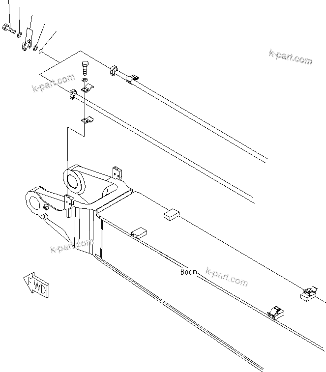 Komatsu parts book diagram for PC300-8M0 S/N J40001-UP: BLIND PARTS (BOOM)