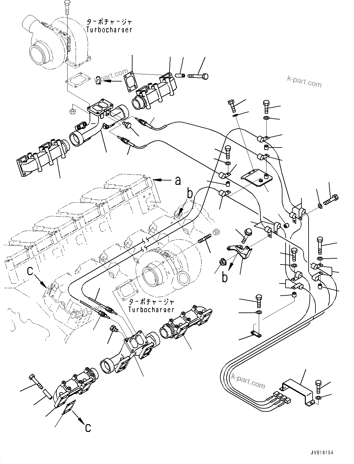Komatsu parts book diagram for HD785-NI-7 S/N N10561-UP: EXHAUST MANIFOLD (FOR ENGINE PRE-LUBRICATION SYSTEM)