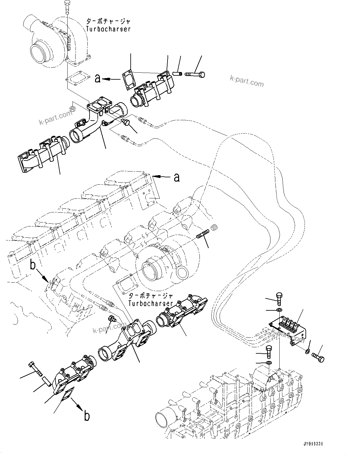 Komatsu parts book diagram for HD785-NI-7 S/N N10561-UP: EXHAUST MANIFOLD (FOR VHMS LESS)