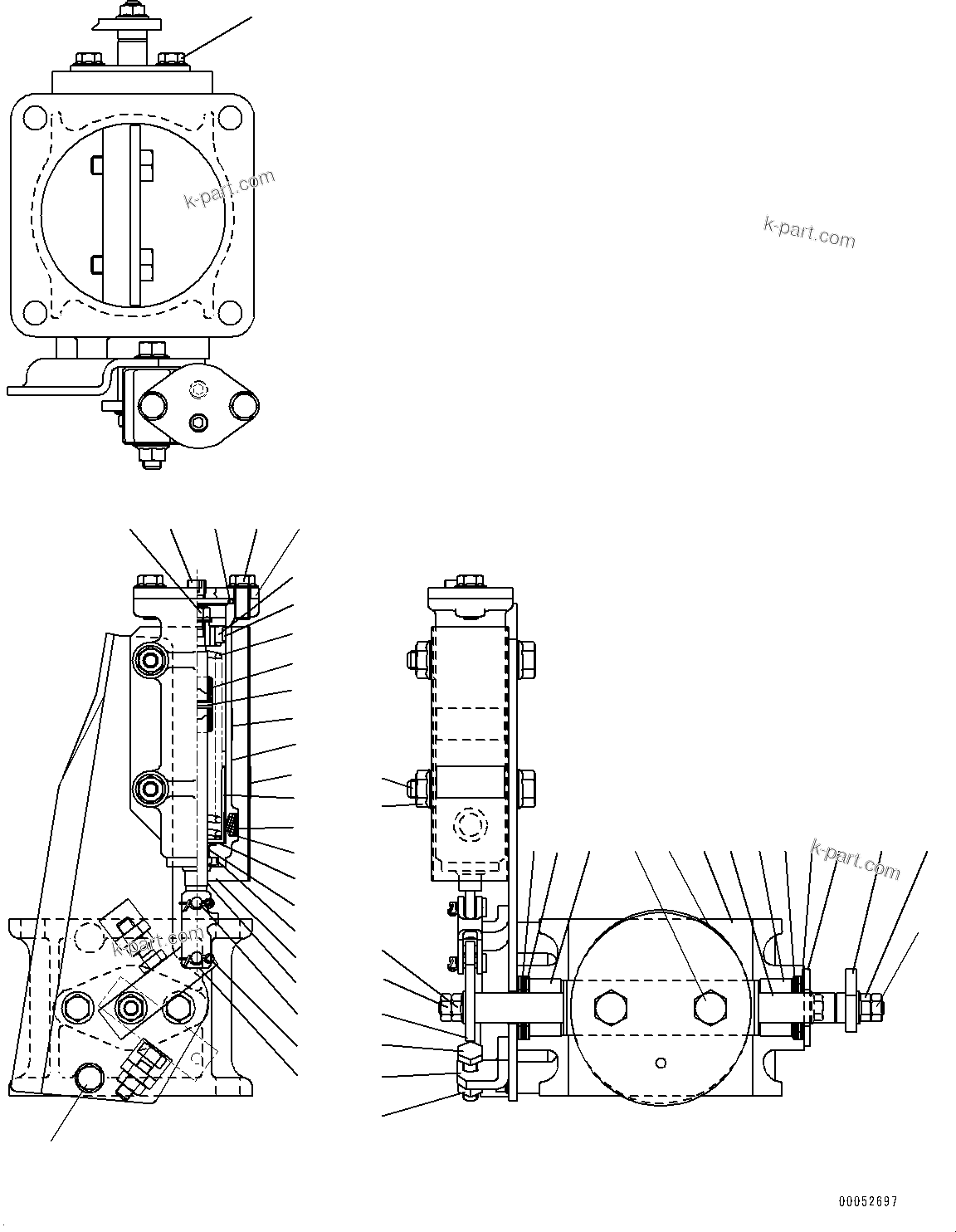 Komatsu parts book diagram for HD785-NI-7 S/N N10561-UP: EXHAUST BRAKE (FOR ENGINE EXHAUST BRAKE SYSTEM) (INNER PARTS) (1/2)