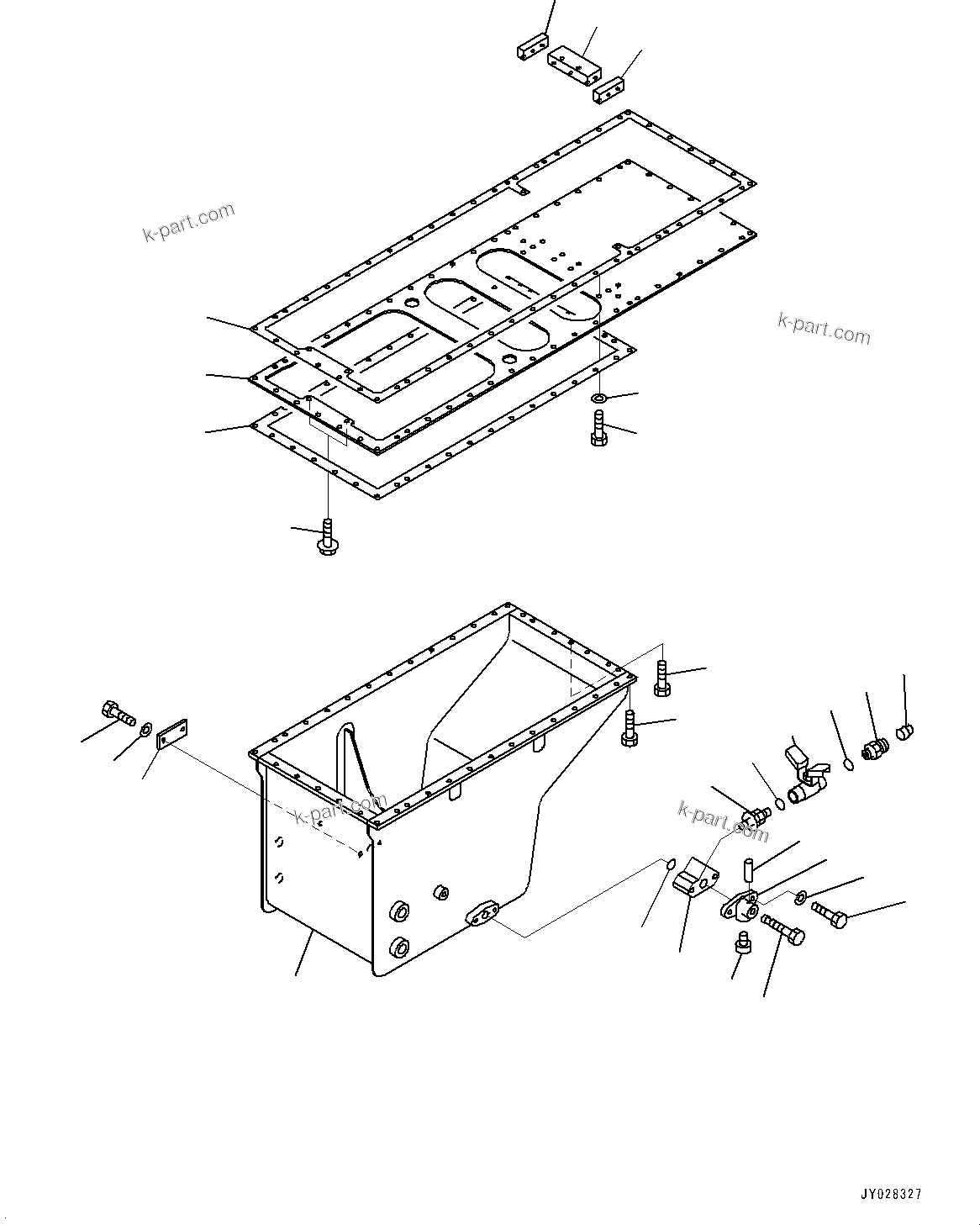Komatsu parts book diagram for HD785-NI-7 S/N N10561-UP: ENGINE OIL PAN (FOR COLD AREA SPECIFICATION, ENGINE OIL PAN AND COOLANT HEATER, ENGINE PRE-LUBRICATION SYSTEM) (OIL PAN)