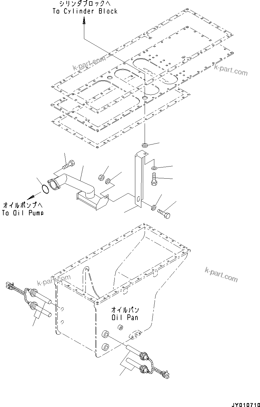 Komatsu parts book diagram for HD785-NI-7 S/N N10561-UP: ENGINE OIL PAN (FOR COLD AREA SPECIFICATION, ENGINE OIL PAN AND COOLANT HEATER, ENGINE PRE-LUBRICATION SYSTEM) (SUCTION TUBE)