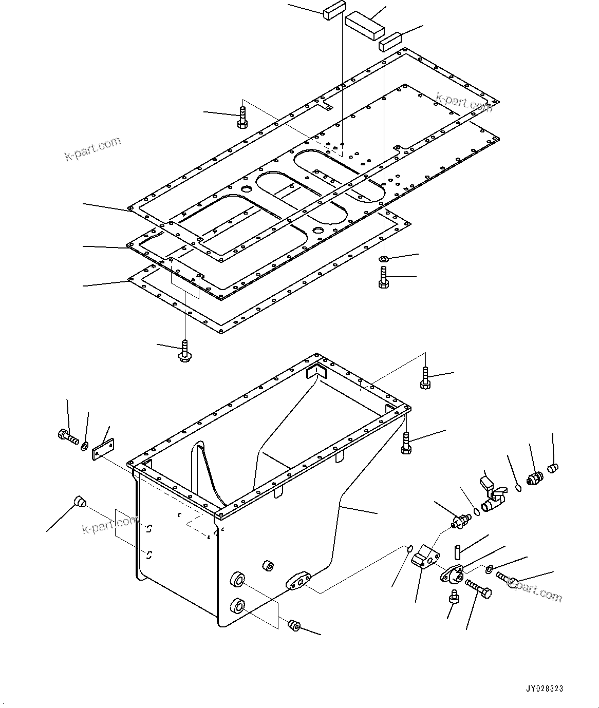 Komatsu parts book diagram for HD785-NI-7 S/N N10561-UP: ENGINE OIL PAN (FOR OIL QUICK CHARGE) (OIL PAN)