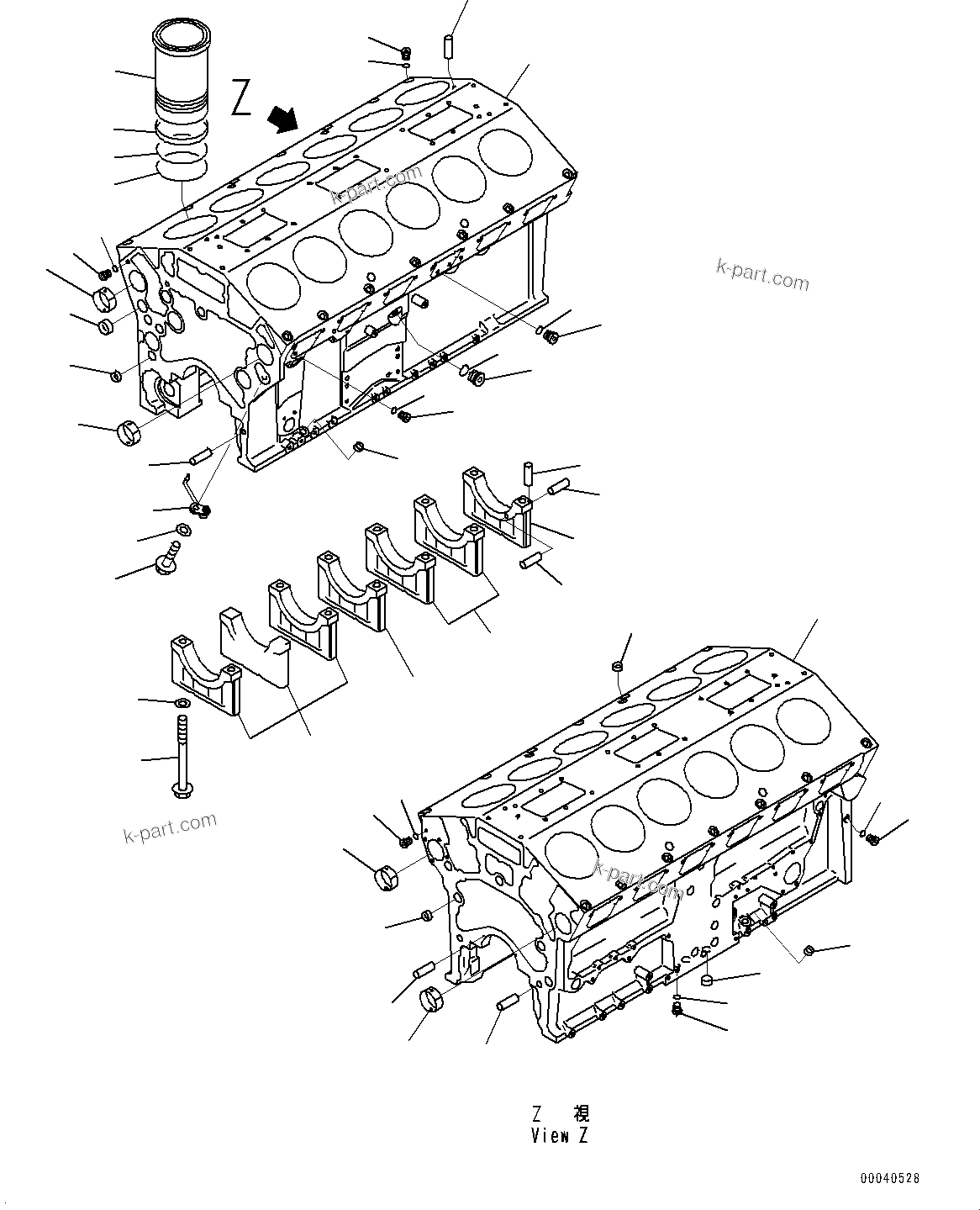 Komatsu parts book diagram for HD785-NI-7 S/N N10561-UP: CYLINDER BLOCK