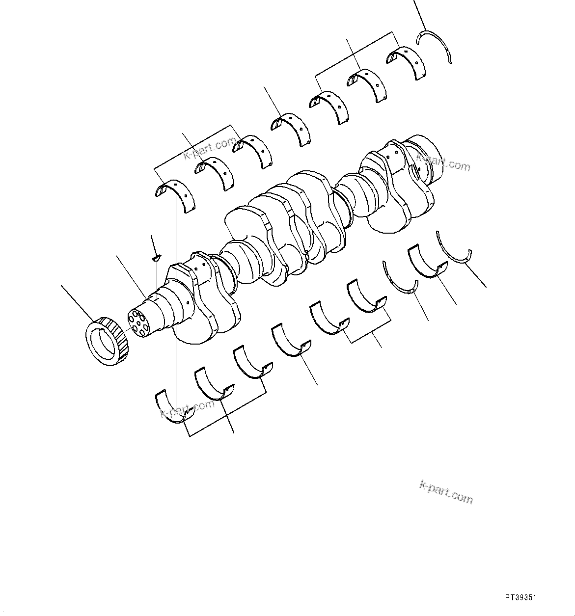 Komatsu parts book diagram for HD785-NI-7 S/N N10561-UP: CRANKSHAFT