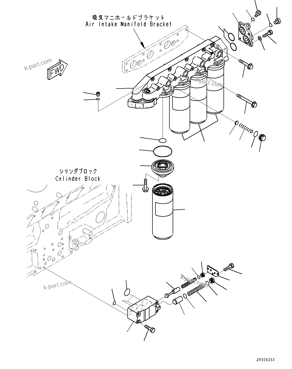 Komatsu parts book diagram for HD785-NI-7 S/N N10561-UP: ENGINE OIL FILTER (OIL FILTER RELATED PARTS) (2/2) (#506970-)