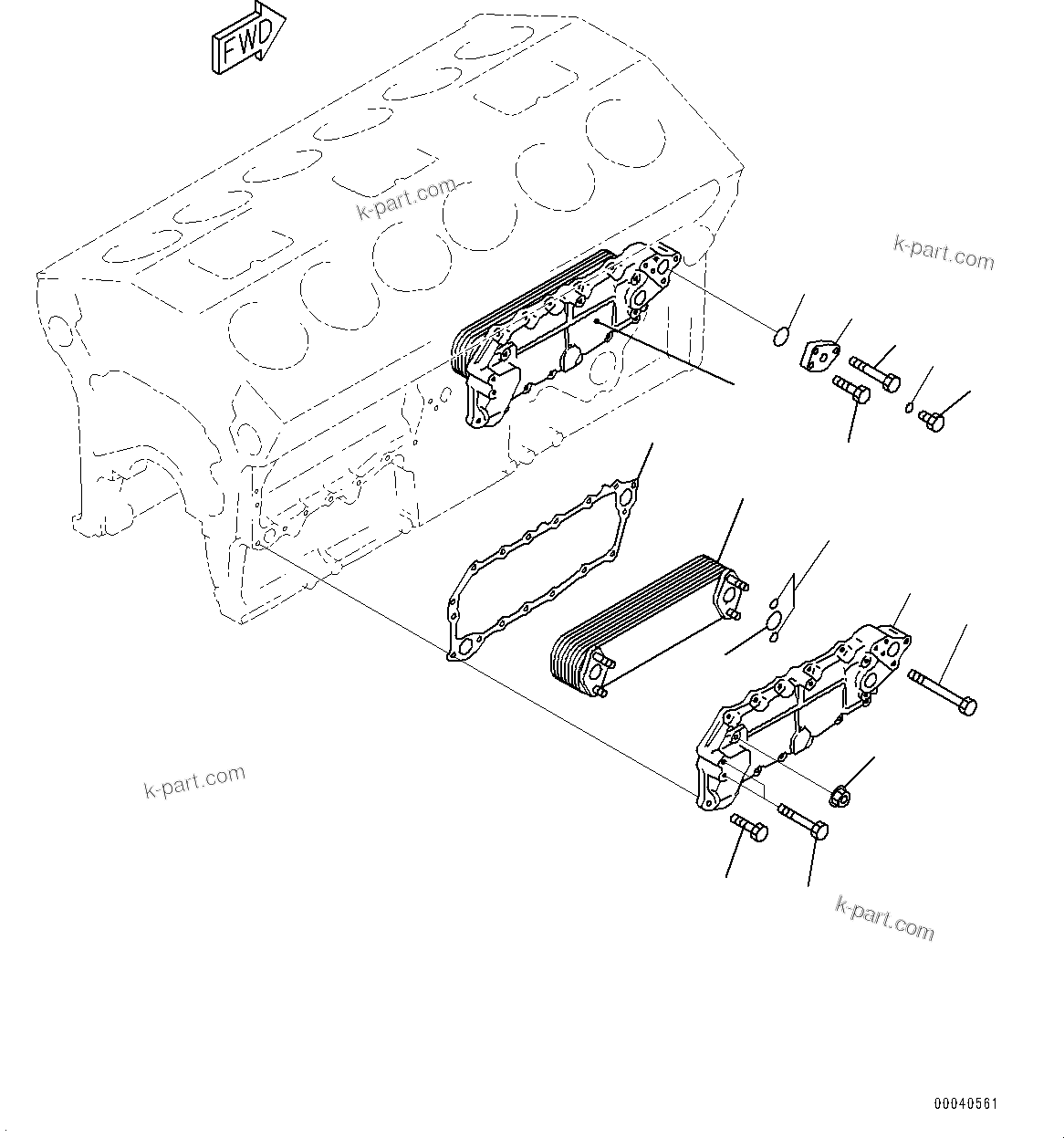 Komatsu parts book diagram for HD785-NI-7 S/N N10561-UP: ENGINE OIL COOLER