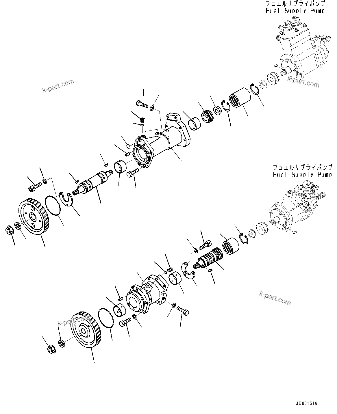 Komatsu parts book diagram for HD785-NI-7 S/N N10561-UP: FUEL SUPPLY PUMP DRIVE